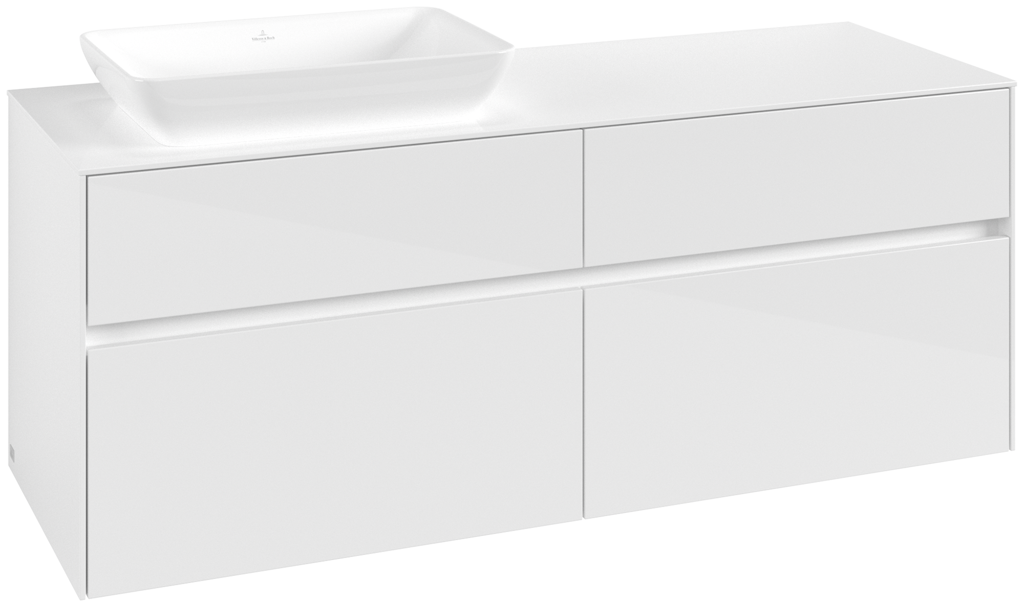Villeroy & Boch Collaro Vanity unit, 4 pull-out compartments, 1400x548x500mm, Body: Glossy White, Front: Glossy White