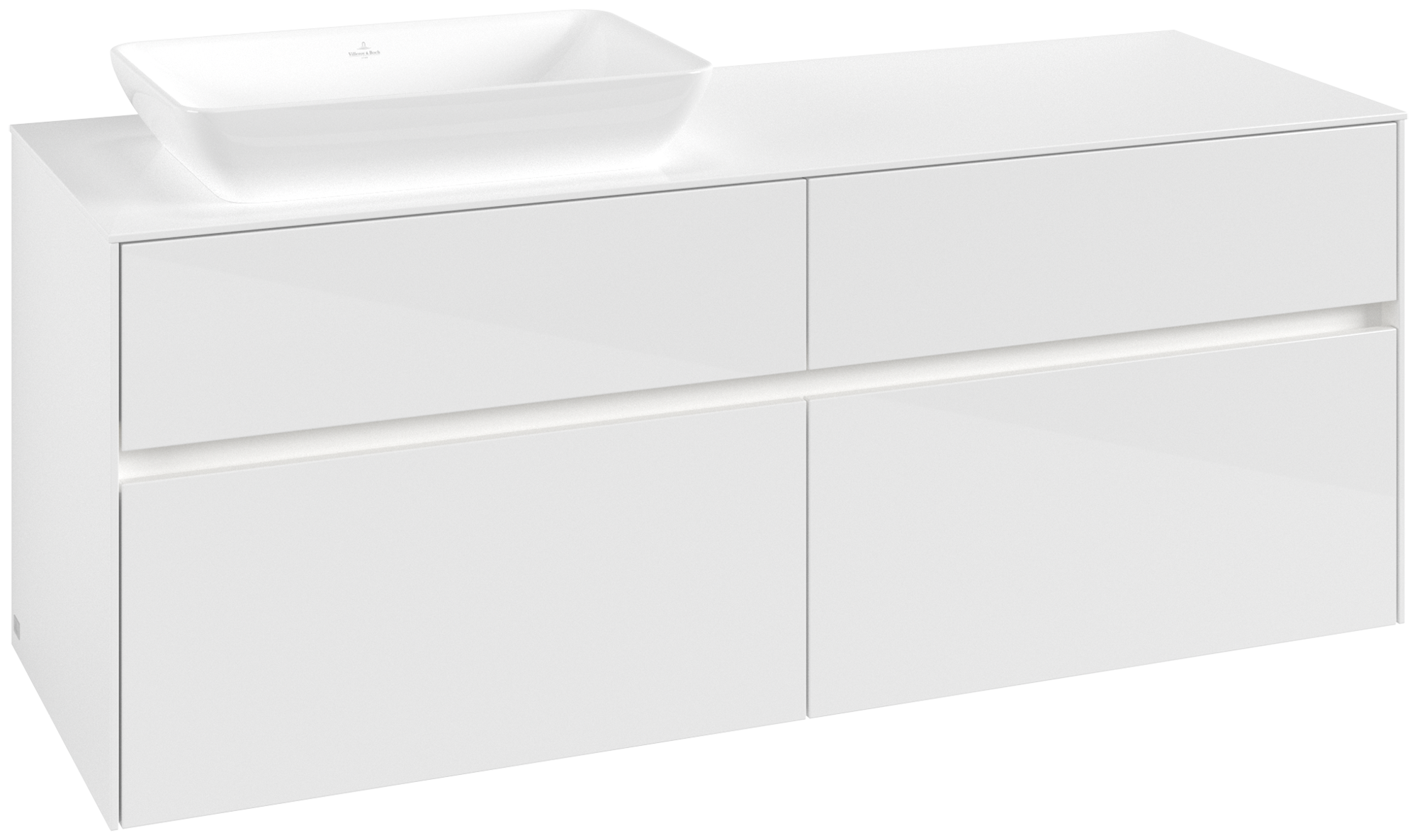 Villeroy & Boch Collaro Vanity unit, with lighting, 4 pull-out compartments, 1400x548x500mm, Body: Glossy White, Front: Glossy White