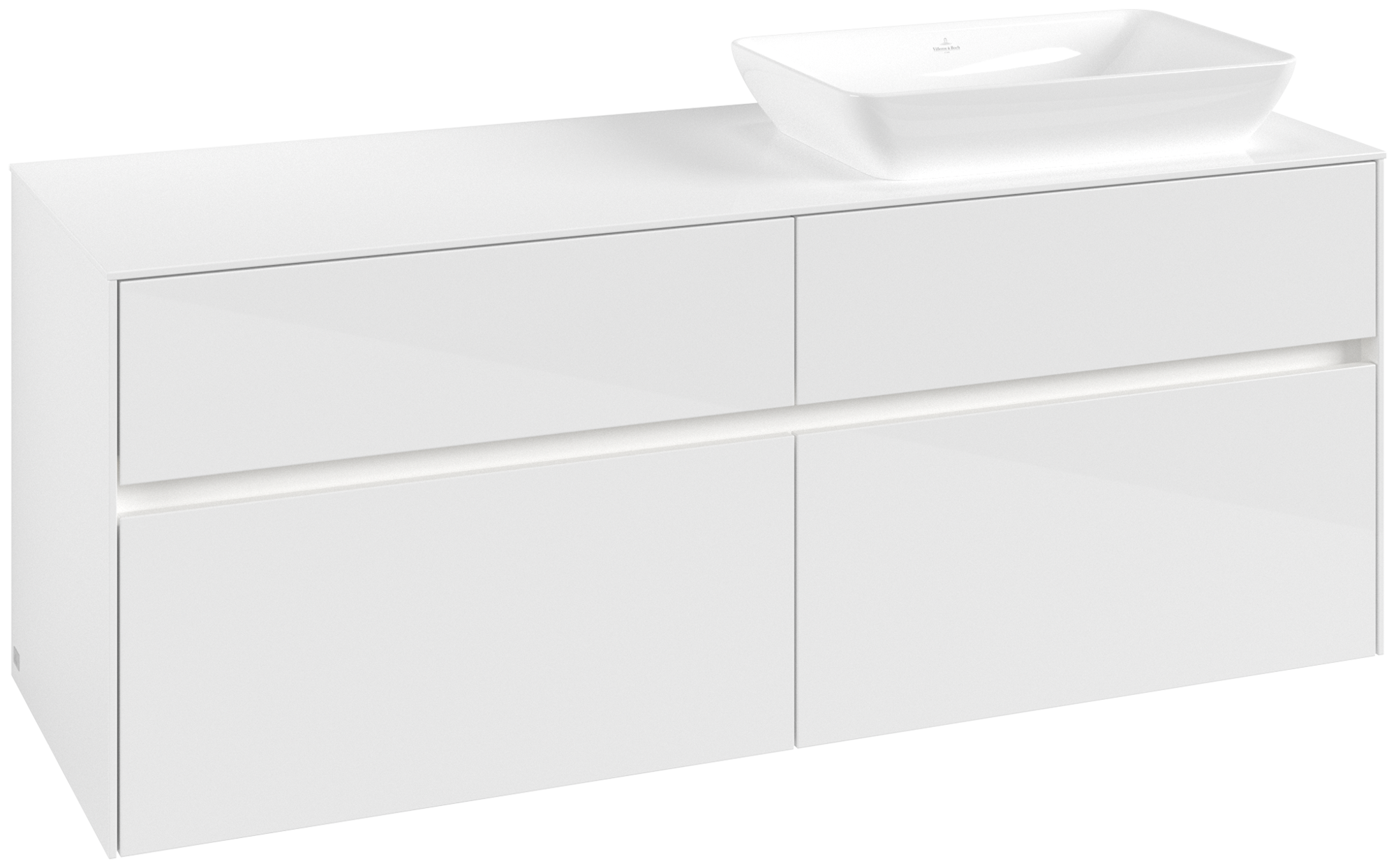 Villeroy & Boch Collaro Vanity unit, with lighting, 4 pull-out compartments, 1400x548x500mm, Body: Glossy White, Front: Glossy White