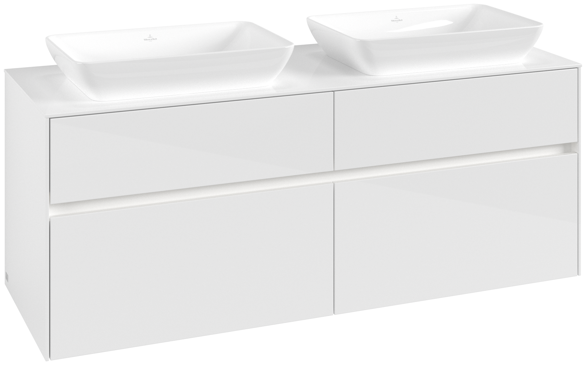 Villeroy & Boch Collaro Vanity unit, with lighting, 4 pull-out compartments, 1400x548x500mm, Body: Glossy White, Front: Glossy White