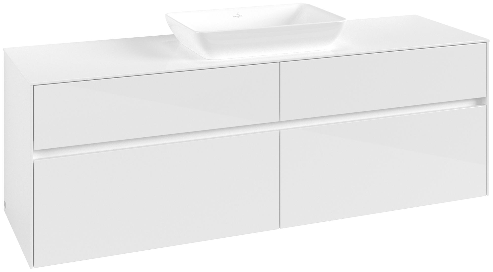 Villeroy & Boch Collaro Vanity unit, 4 pull-out compartments, 1600x548x500mm, Body: Glossy White, Front: Glossy White