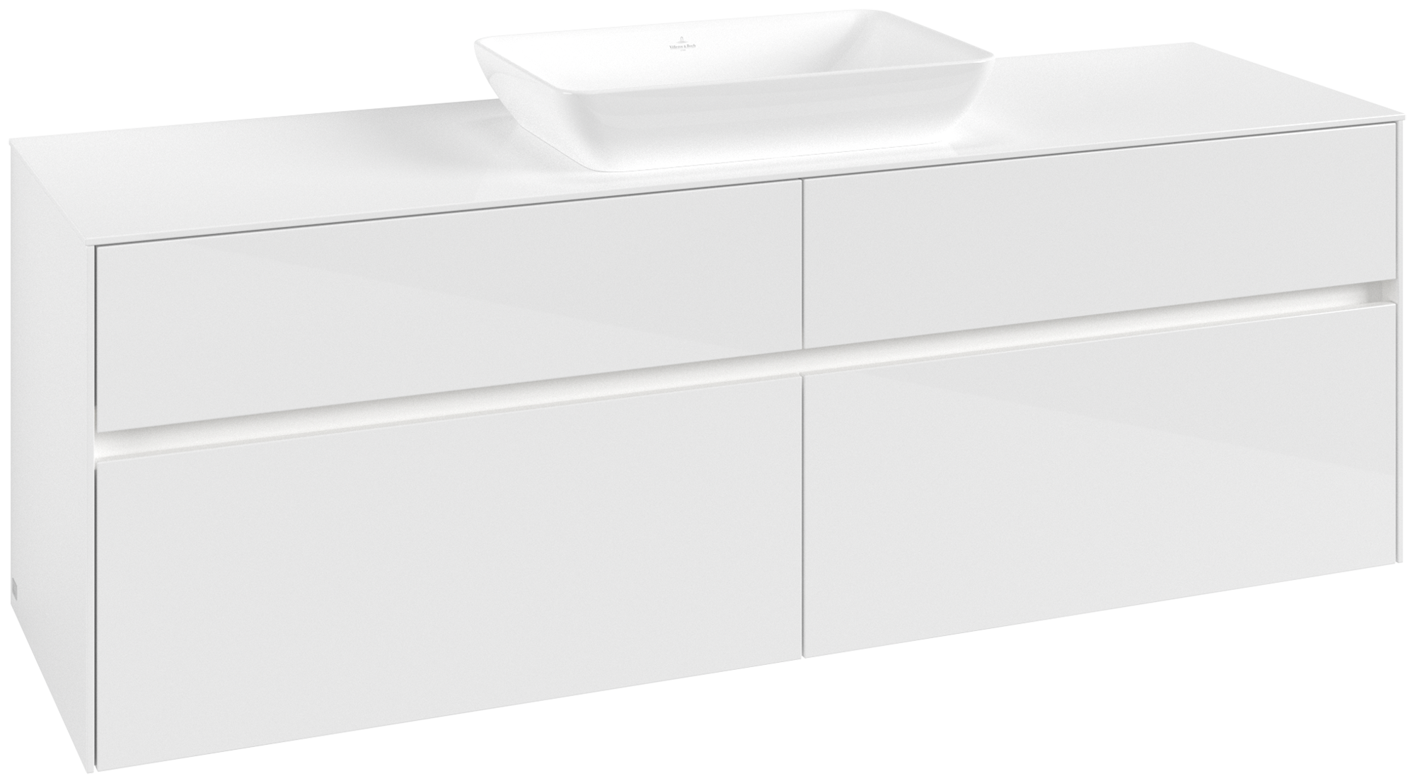 Villeroy & Boch Collaro Vanity unit, with lighting, 4 pull-out compartments, 1600x548x500mm, Body: Glossy White, Front: Glossy White