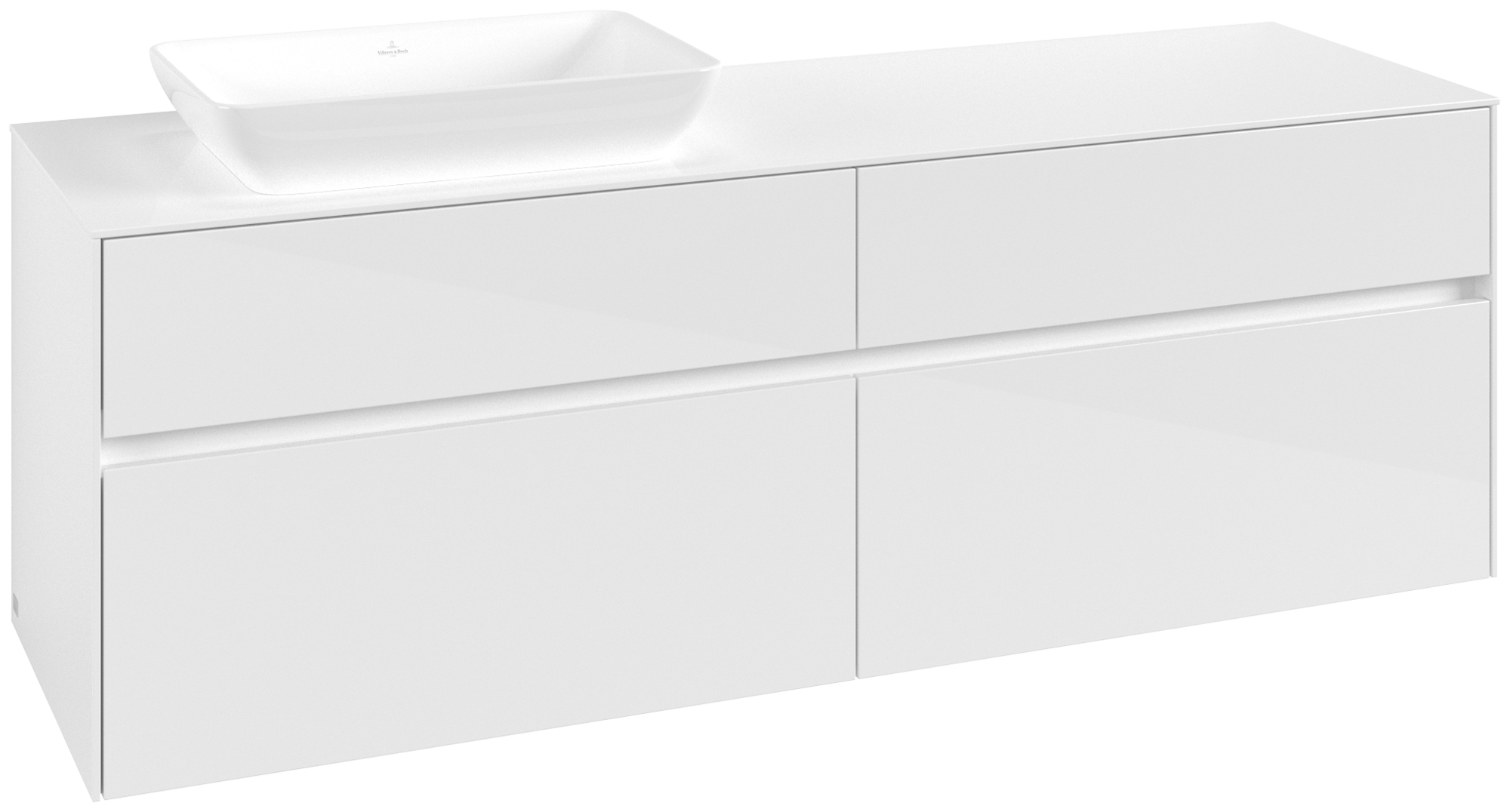 Villeroy & Boch Collaro Vanity unit, 4 pull-out compartments, 1600x548x500mm, Body: Glossy White, Front: Glossy White