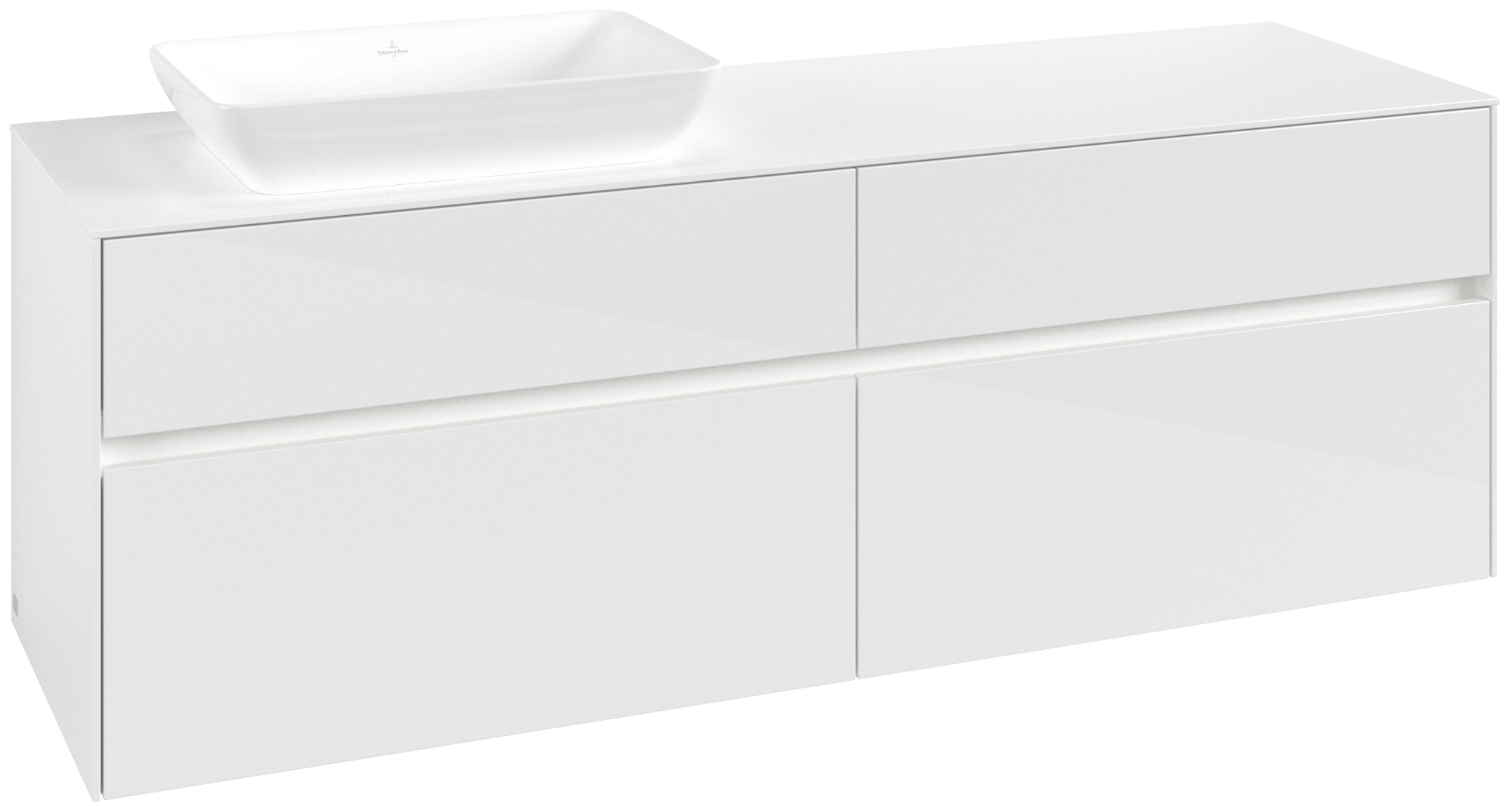 Villeroy & Boch Collaro Vanity unit, with lighting, 4 pull-out compartments, 1600x548x500mm, Body: Glossy White, Front: Glossy White