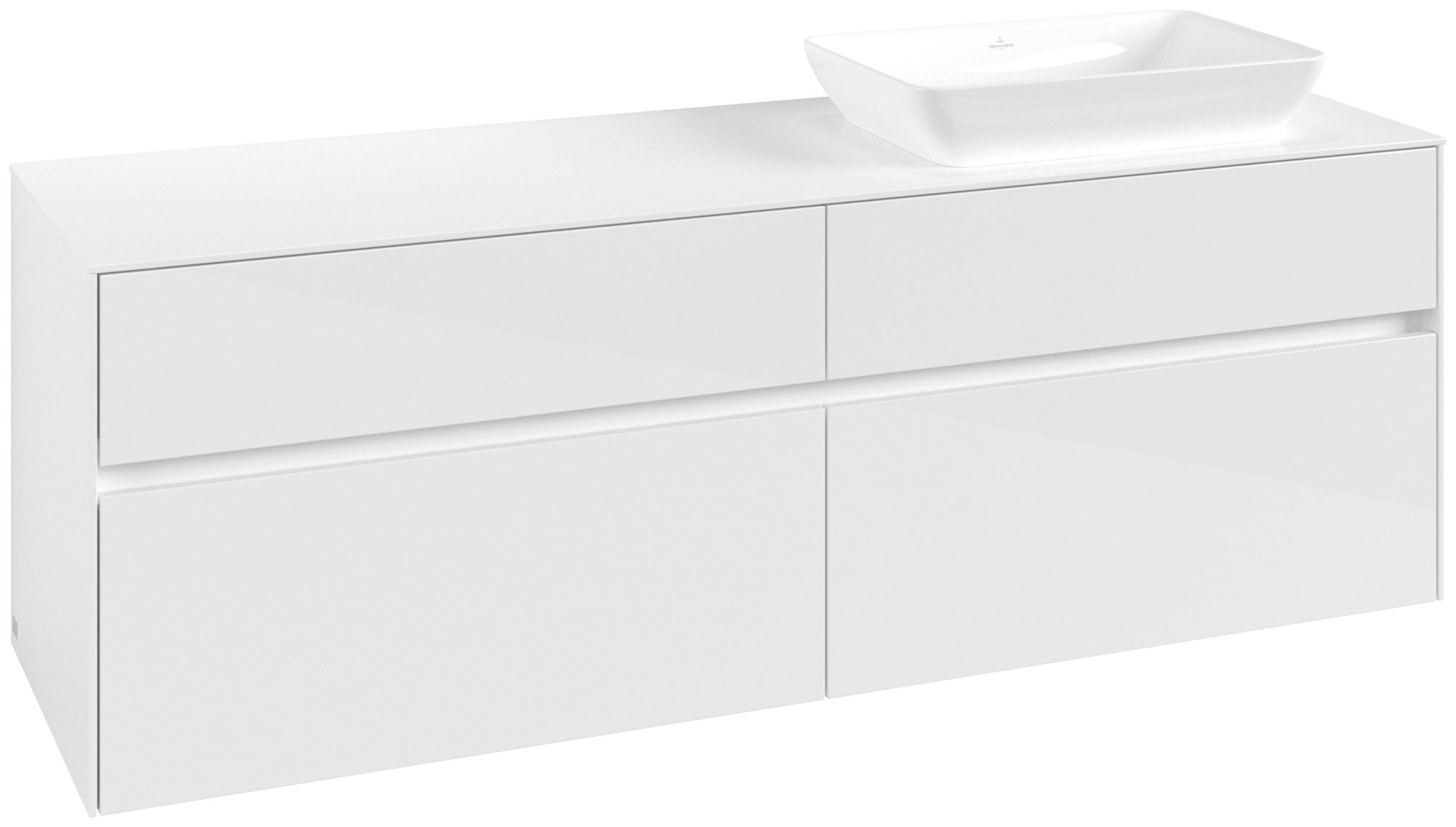 Villeroy & Boch Collaro Vanity unit, 4 pull-out compartments, 1600x548x500mm, Body: Glossy White, Front: Glossy White