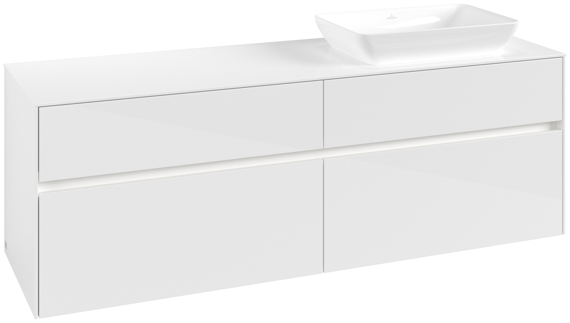 Villeroy & Boch Collaro Vanity unit, with lighting, 4 pull-out compartments, 1600x548x500mm, Body: Glossy White, Front: Glossy White