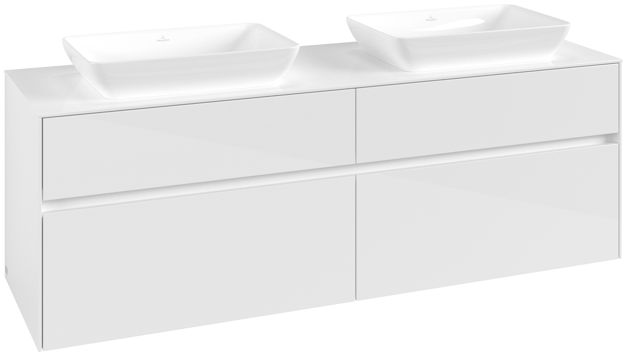 Villeroy & Boch Collaro Vanity unit, 4 pull-out compartments, 1600x548x500mm, Body: Glossy White, Front: Glossy White