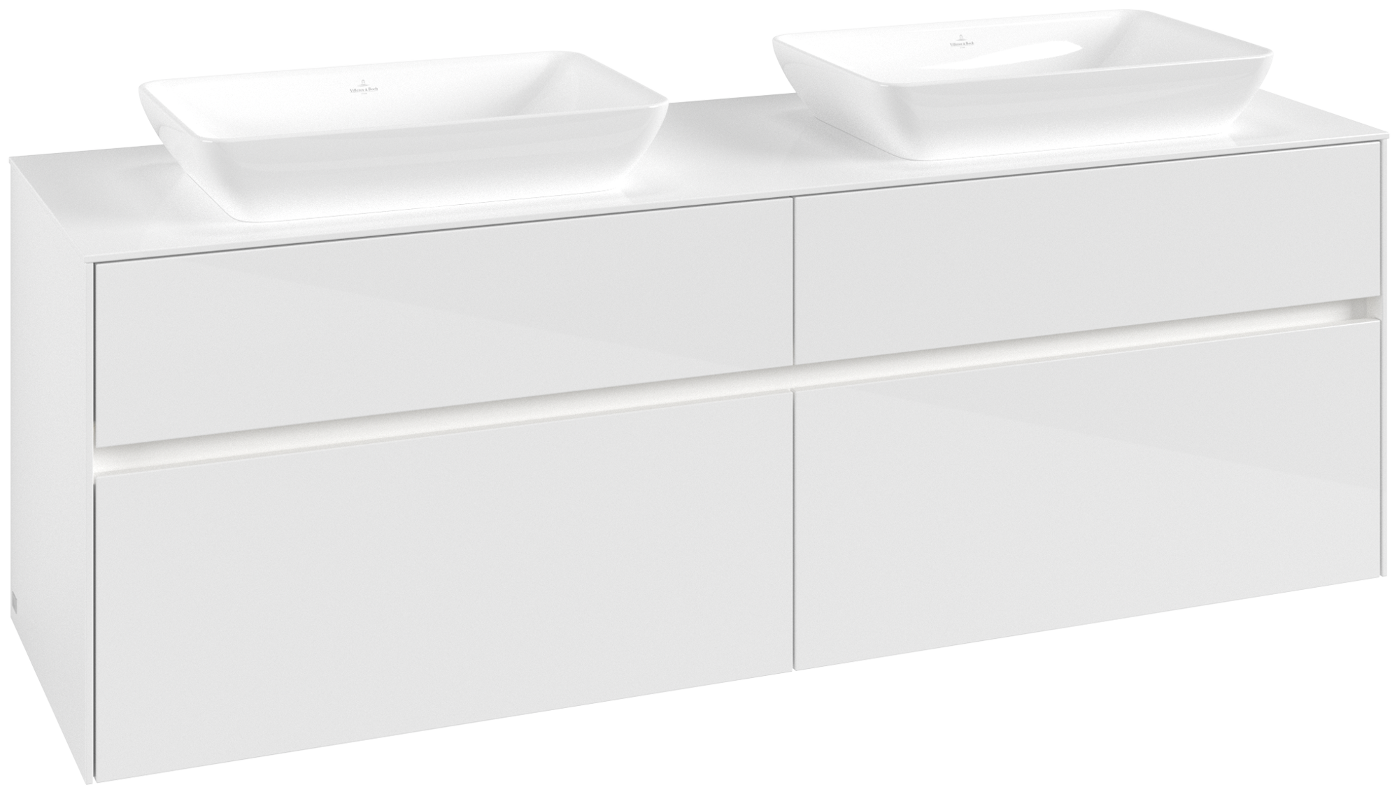 Villeroy & Boch Collaro Vanity unit, with lighting, 4 pull-out compartments, 1600x548x500mm, Body: Glossy White, Front: Glossy White