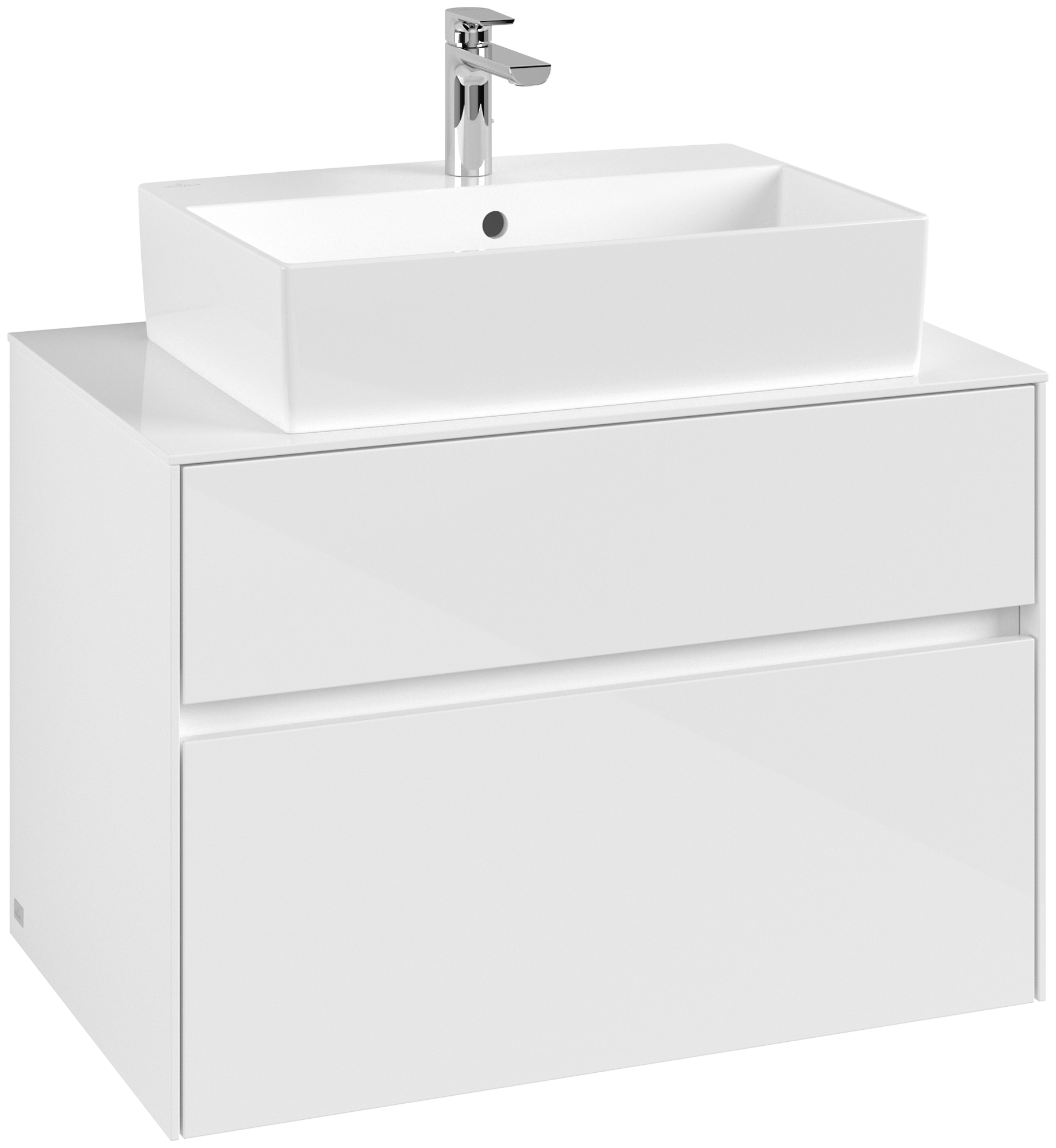 Villeroy & Boch Collaro Waschbeckenunterschrank, 2 Auszüge, 800x548x500mm, Korpus: Glossy White, Front: Glossy White