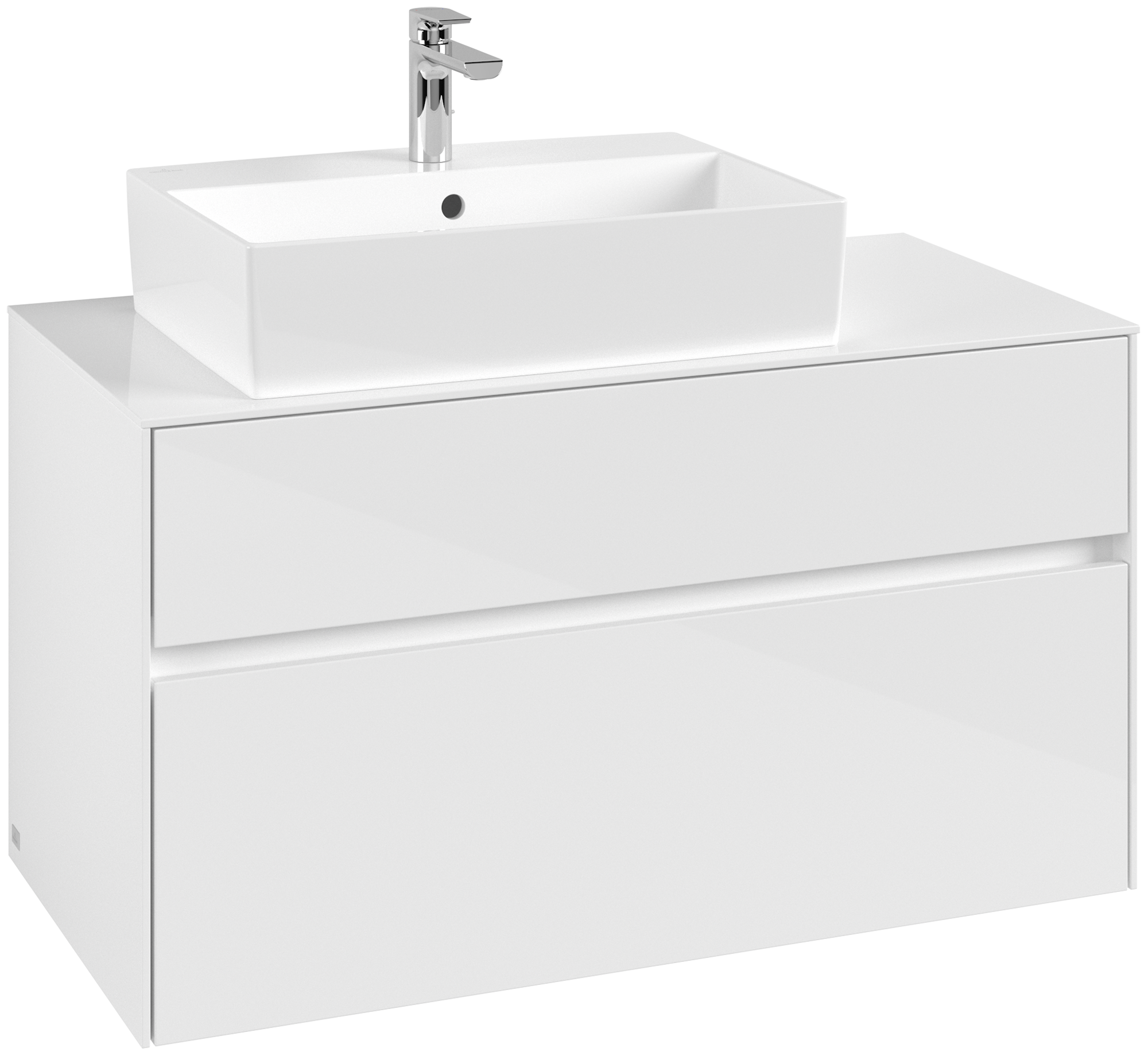 Villeroy & Boch Collaro Waschbeckenunterschrank, 2 Auszüge, 1000x548x500mm, Korpus: Glossy White, Front: Glossy White