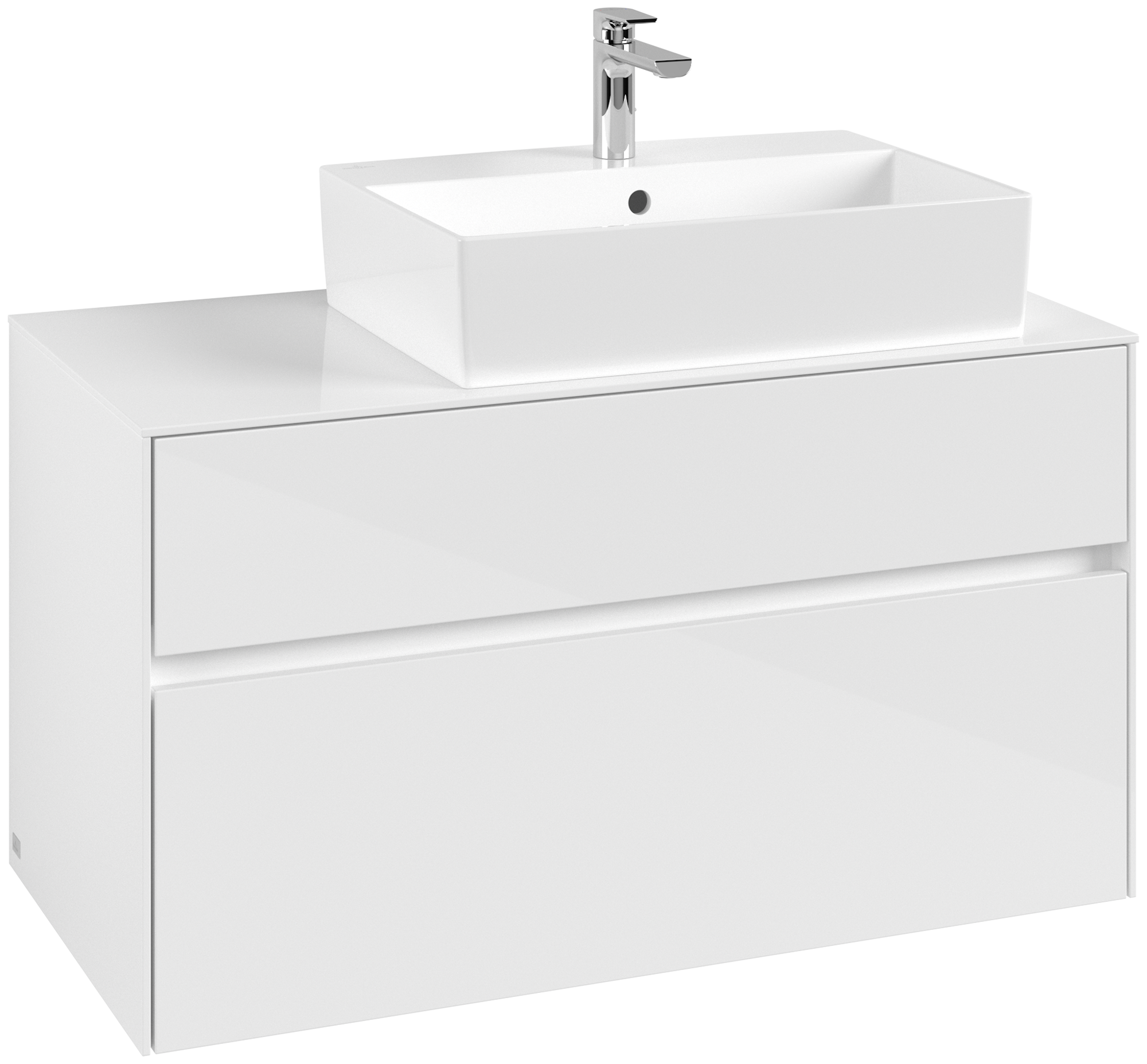Villeroy & Boch Collaro Waschbeckenunterschrank, 2 Auszüge, 1000x548x500mm, Korpus: Glossy White, Front: Glossy White
