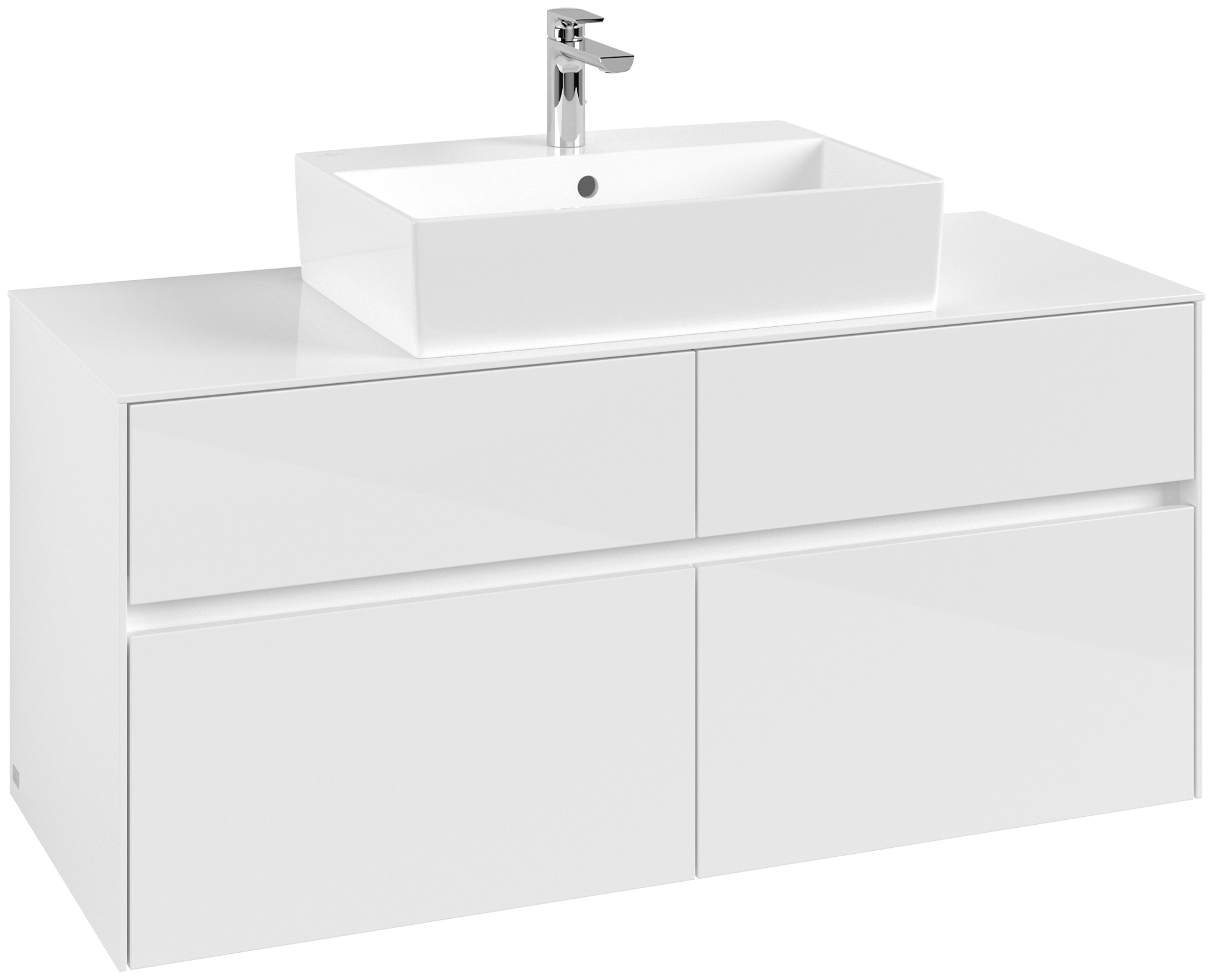 Villeroy & Boch Collaro Waschbeckenunterschrank, 4 Auszüge, 1200x548x500mm, Korpus: Glossy White, Front: Glossy White