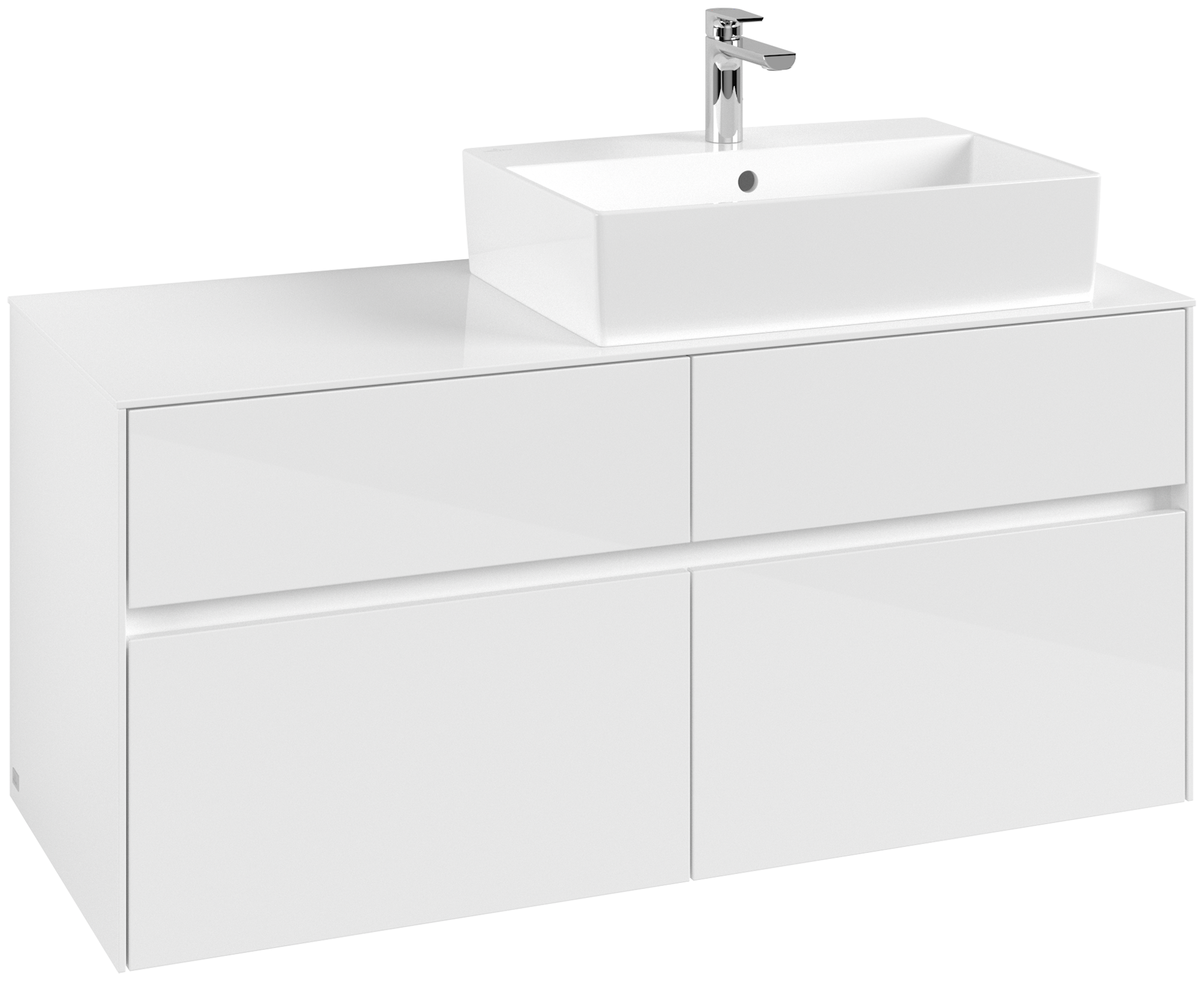 Villeroy & Boch Collaro Waschbeckenunterschrank, 4 Auszüge, 500x548x1200mm, Korpus: Glossy White, Front: Glossy White