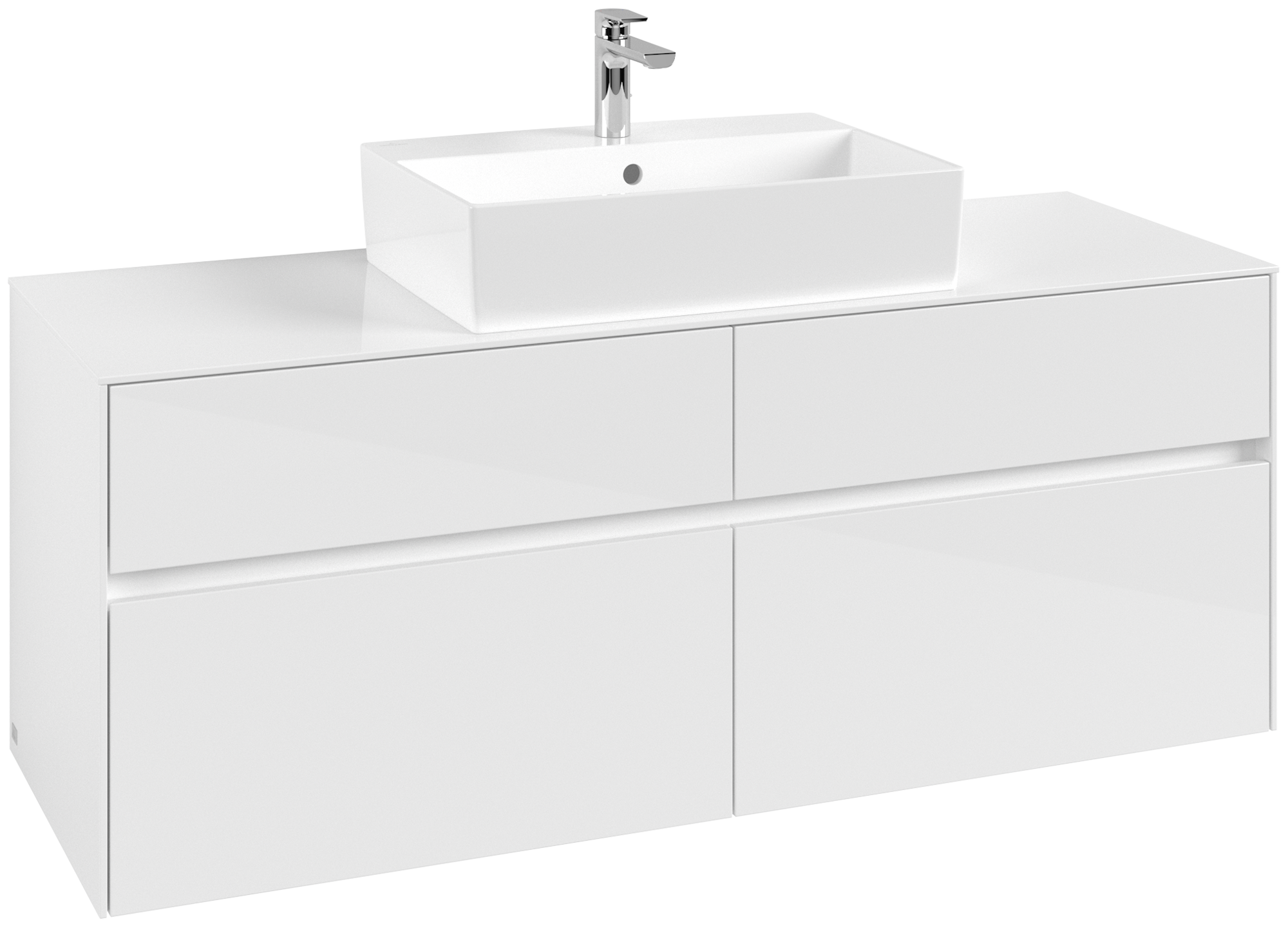 Villeroy & Boch Collaro Waschbeckenunterschrank, 4 Auszüge, 1400x548x500mm, Korpus: Glossy White, Front: Glossy White