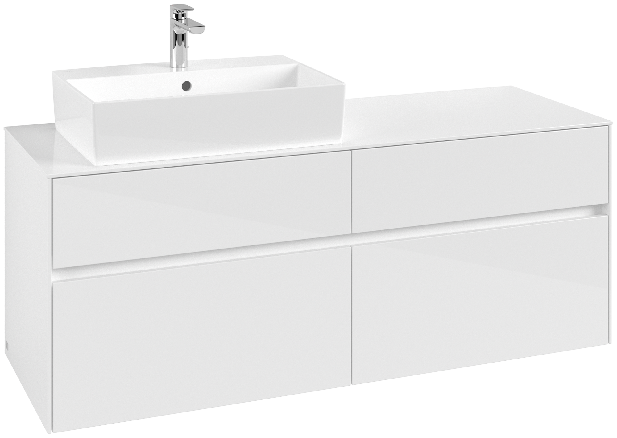 Villeroy & Boch Collaro Waschbeckenunterschrank, 4 Auszüge, 1400x548x500mm, Korpus: Glossy White, Front: Glossy White