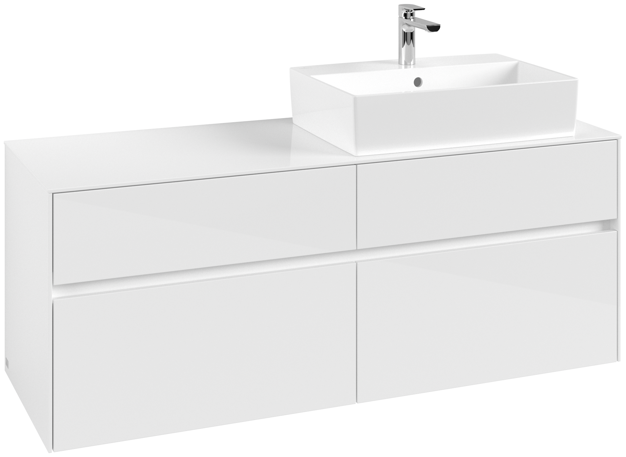 Villeroy & Boch Collaro Waschbeckenunterschrank, 4 Auszüge, 1400x548x500mm, Korpus: Glossy White, Front: Glossy White