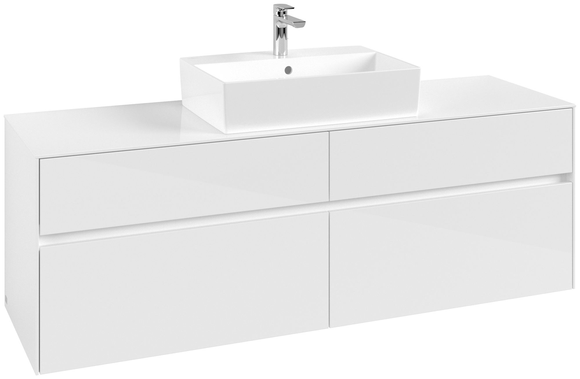 Villeroy & Boch Collaro Waschbeckenunterschrank, 4 Auszüge, 1600x548x500mm, Korpus: Glossy White, Front: Glossy White