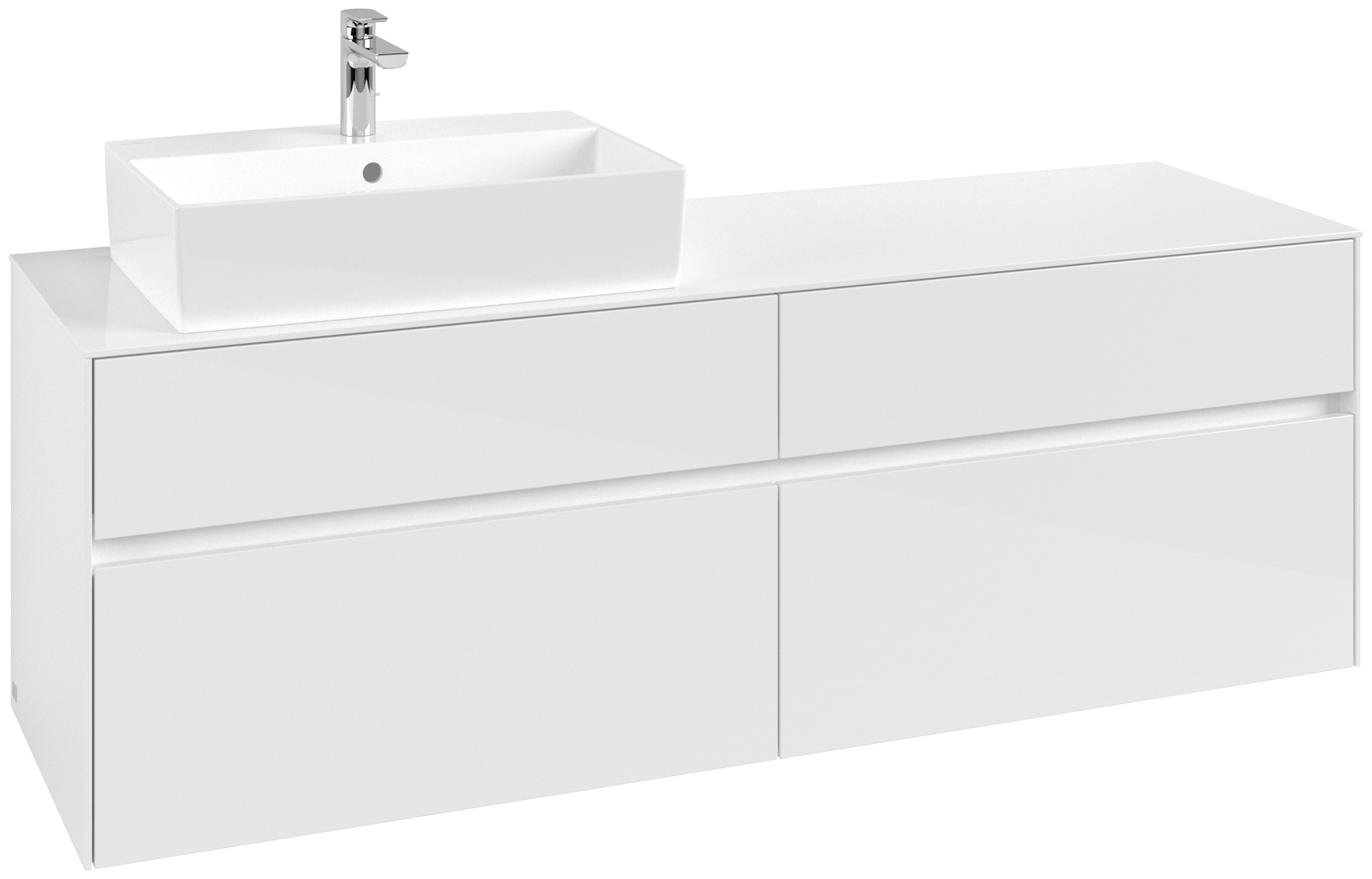 Villeroy & Boch Collaro Waschbeckenunterschrank, 4 Auszüge, 1600x548x500mm, Korpus: Glossy White, Front: Glossy White
