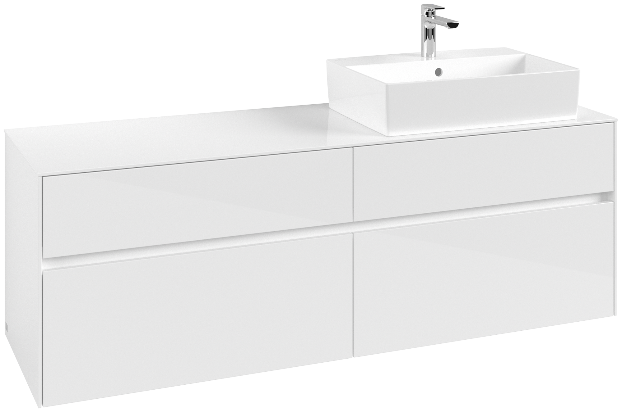 Villeroy & Boch Collaro Waschbeckenunterschrank, 4 Auszüge, 1600x548x500mm, Korpus: Glossy White, Front: Glossy White