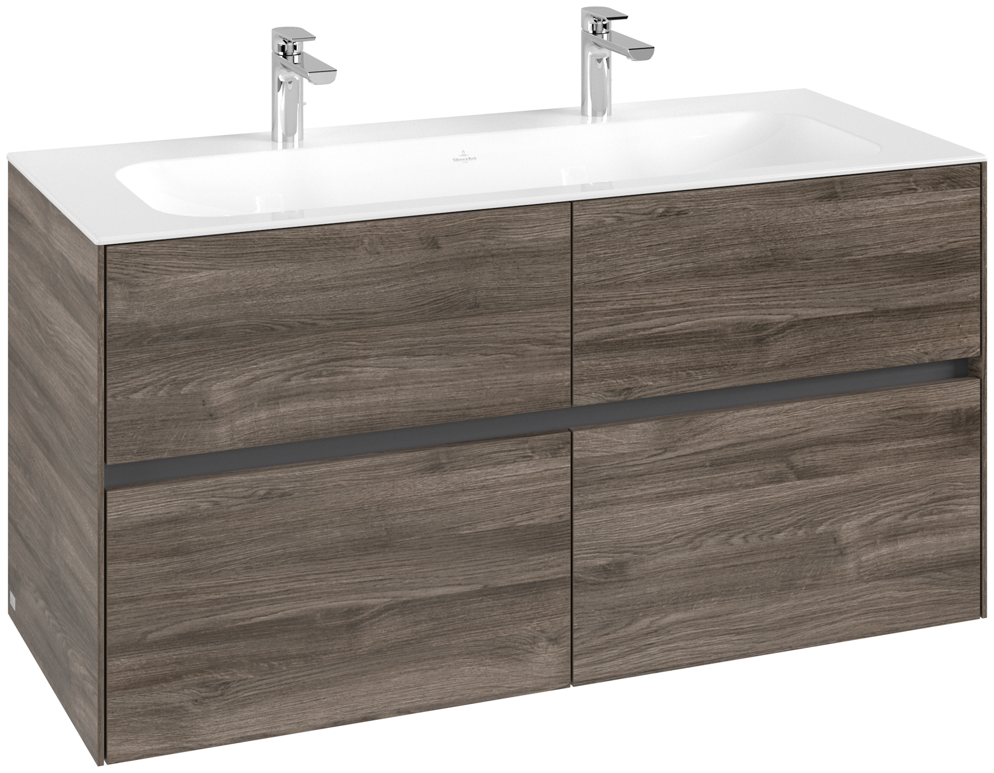 Villeroy & Boch Collaro Meuble sous plan, 4 tiroirs sur rails, 1196x603x498mm, Caisson: Stone Oak, Façade: Stone Oak