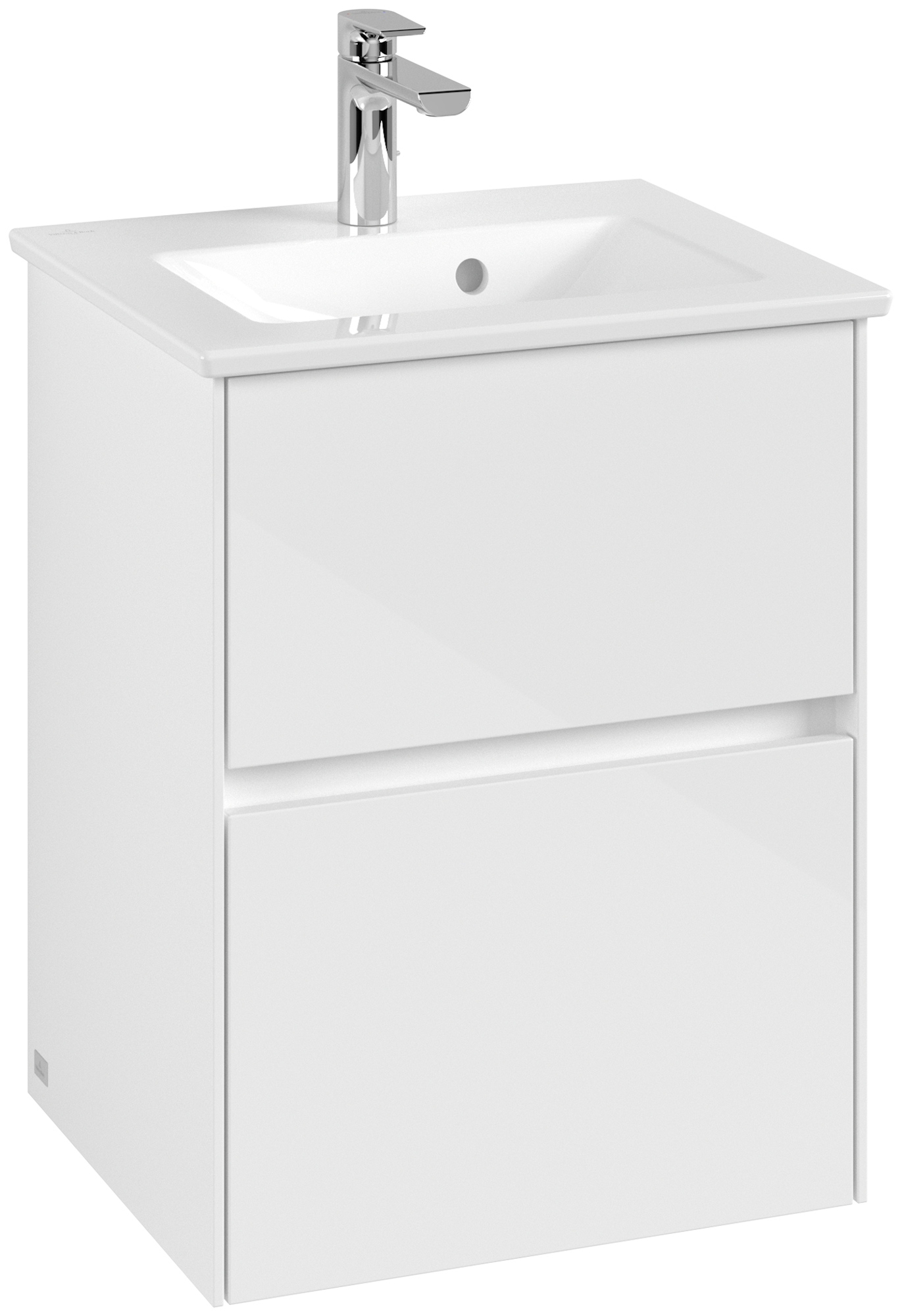 Villeroy & Boch Collaro Waschbeckenunterschrank, 2 Auszüge, 472x610x404mm, Korpus: Glossy White, Front: Glossy White