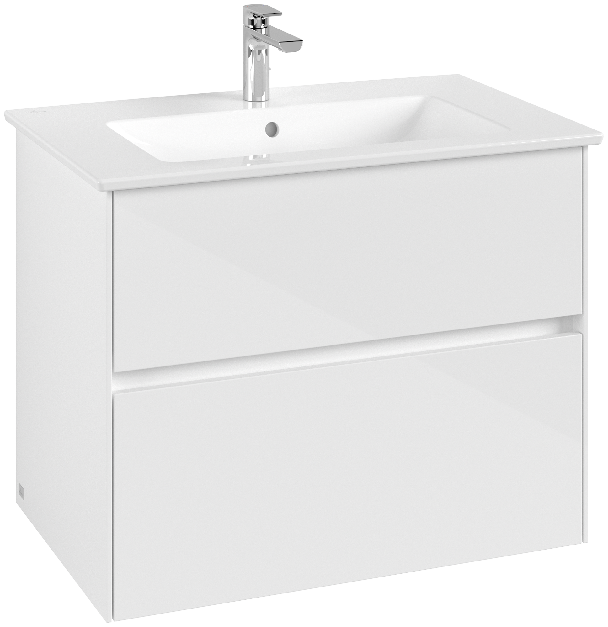 Villeroy & Boch Collaro Waschbeckenunterschrank, 2 Auszüge, 761x610x480mm, Korpus: Glossy White, Front: Glossy White