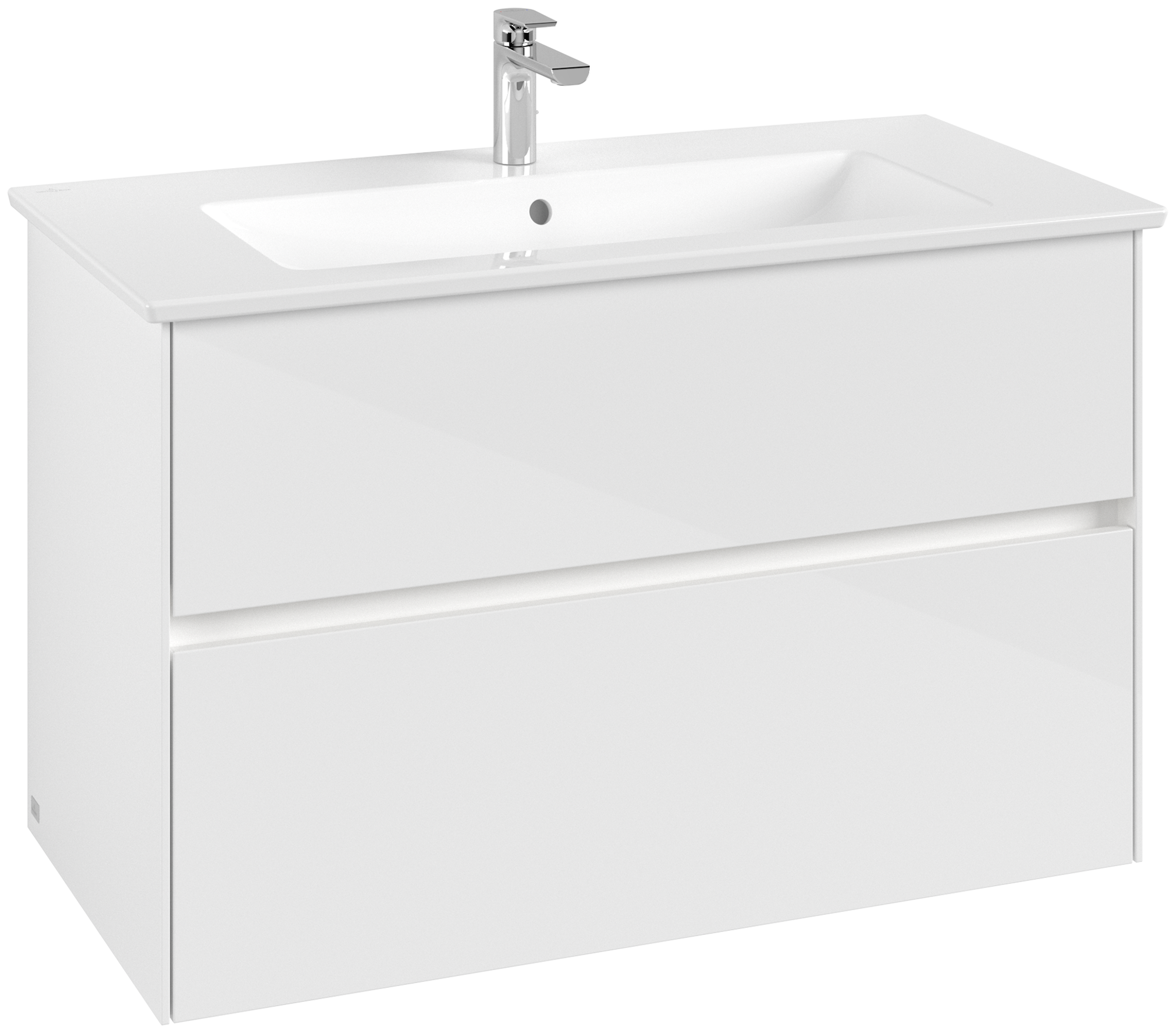 Villeroy & Boch Collaro Vanity unit, with lighting, 2 pull-out compartments, 961x610x480mm, Body: Glossy White, Front: Glossy White