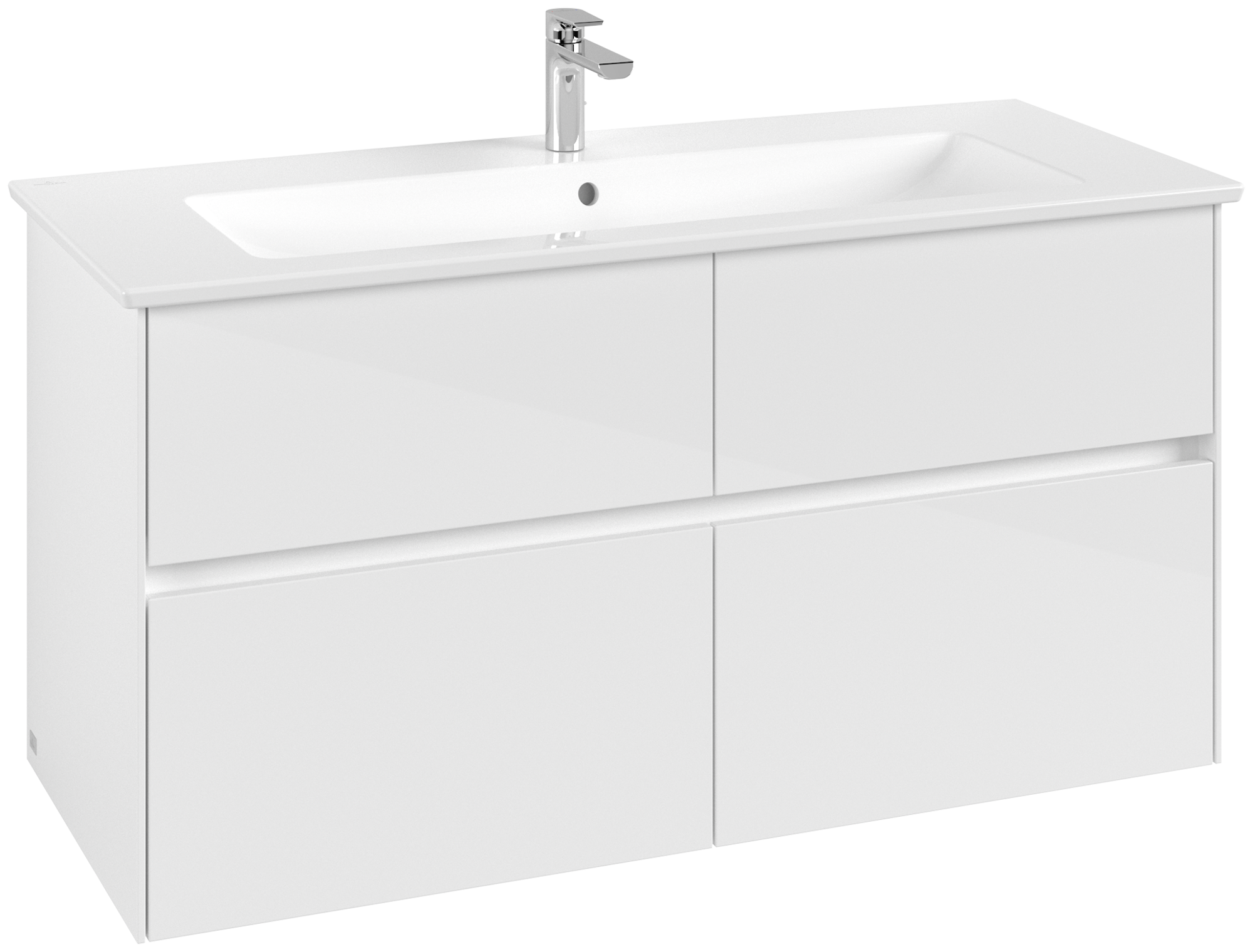 Villeroy & Boch Collaro Vanity unit, 4 pull-out compartments, 1161x610x480mm, Body: Glossy White, Front: Glossy White