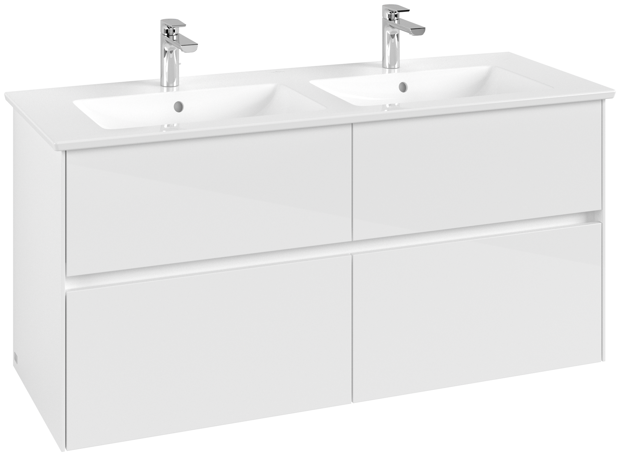 Villeroy & Boch Collaro Vanity unit, 4 pull-out compartments, 1261x610x480mm, Body: Glossy White, Front: Glossy White