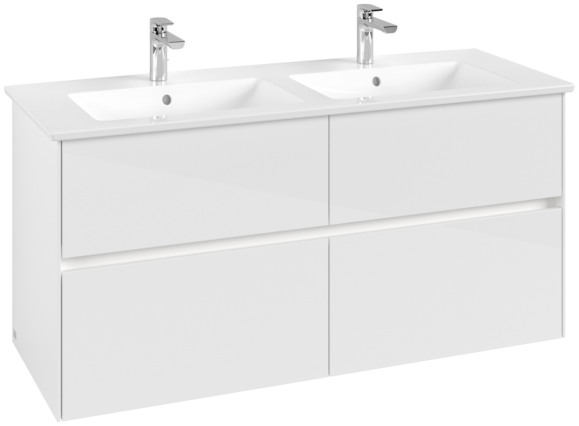 Villeroy & Boch Collaro Vanity unit, with lighting, 4 pull-out compartments, 1261x610x480mm, Body: Glossy White, Front: Glossy White