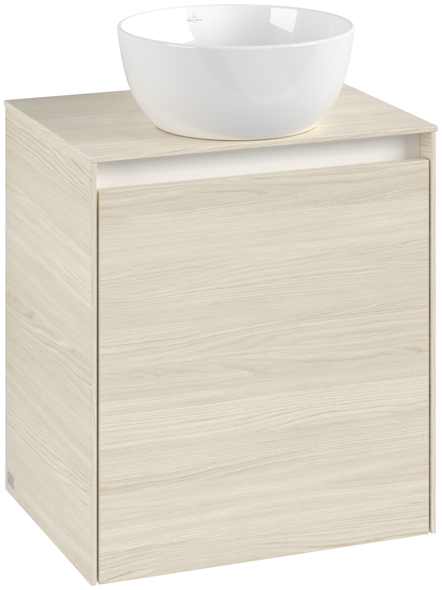 Villeroy & Boch Collaro Waschbeckenunterschrank, mit Beleuchtung, 1 Tür, 500x548x380mm, Korpus: White Oak, Front: White Oak