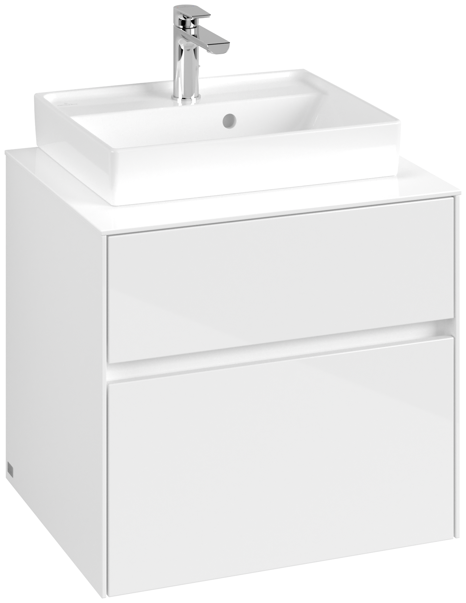 Villeroy & Boch Collaro Vanity unit, with lighting, 2 pull-out compartments, 500x548x600mm, Body: Glossy White, Front: Glossy White