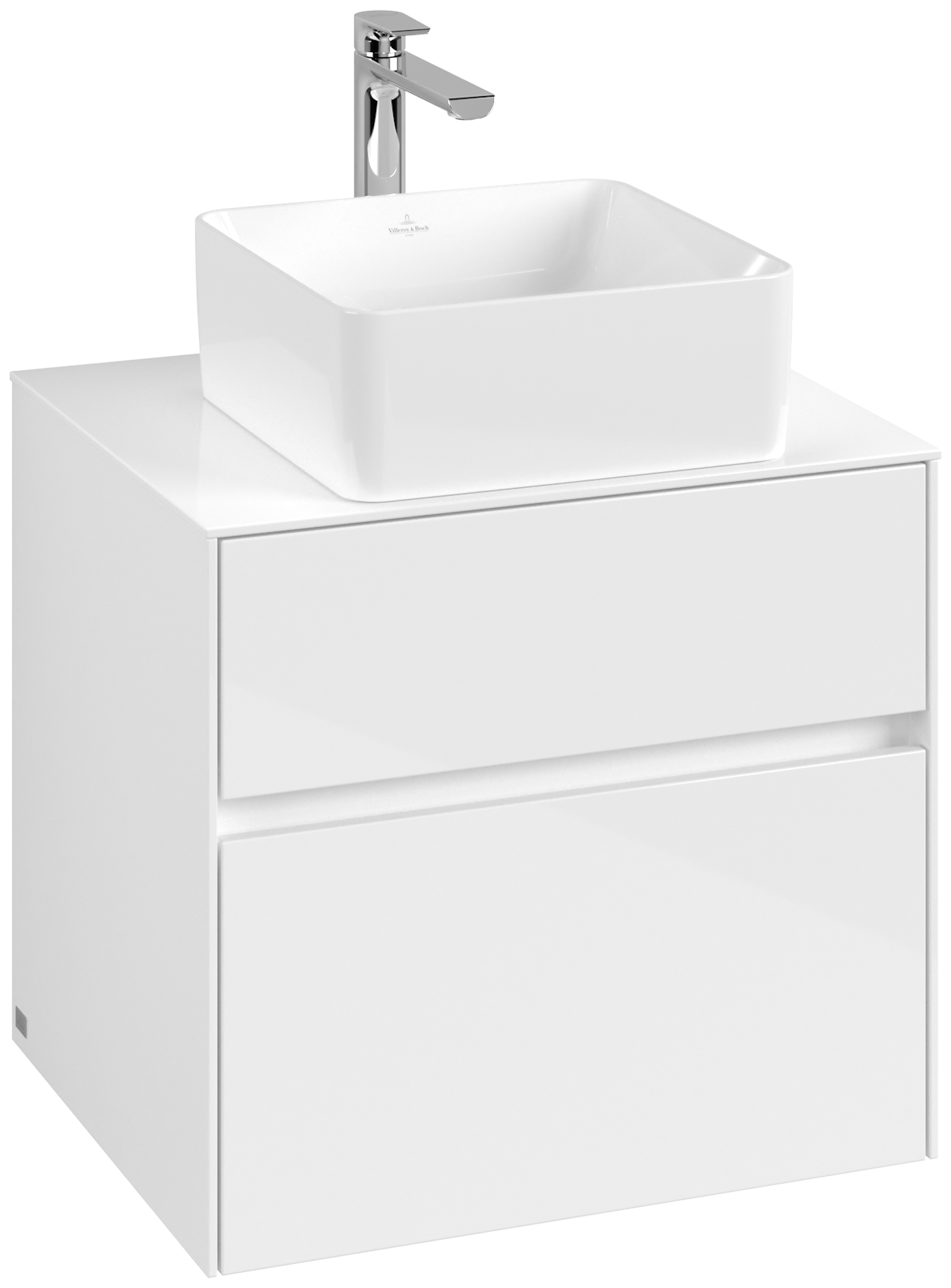 Villeroy & Boch Collaro Vanity unit, with lighting, 2 pull-out compartments, 500x548x600mm, Body: Glossy White, Front: Glossy White