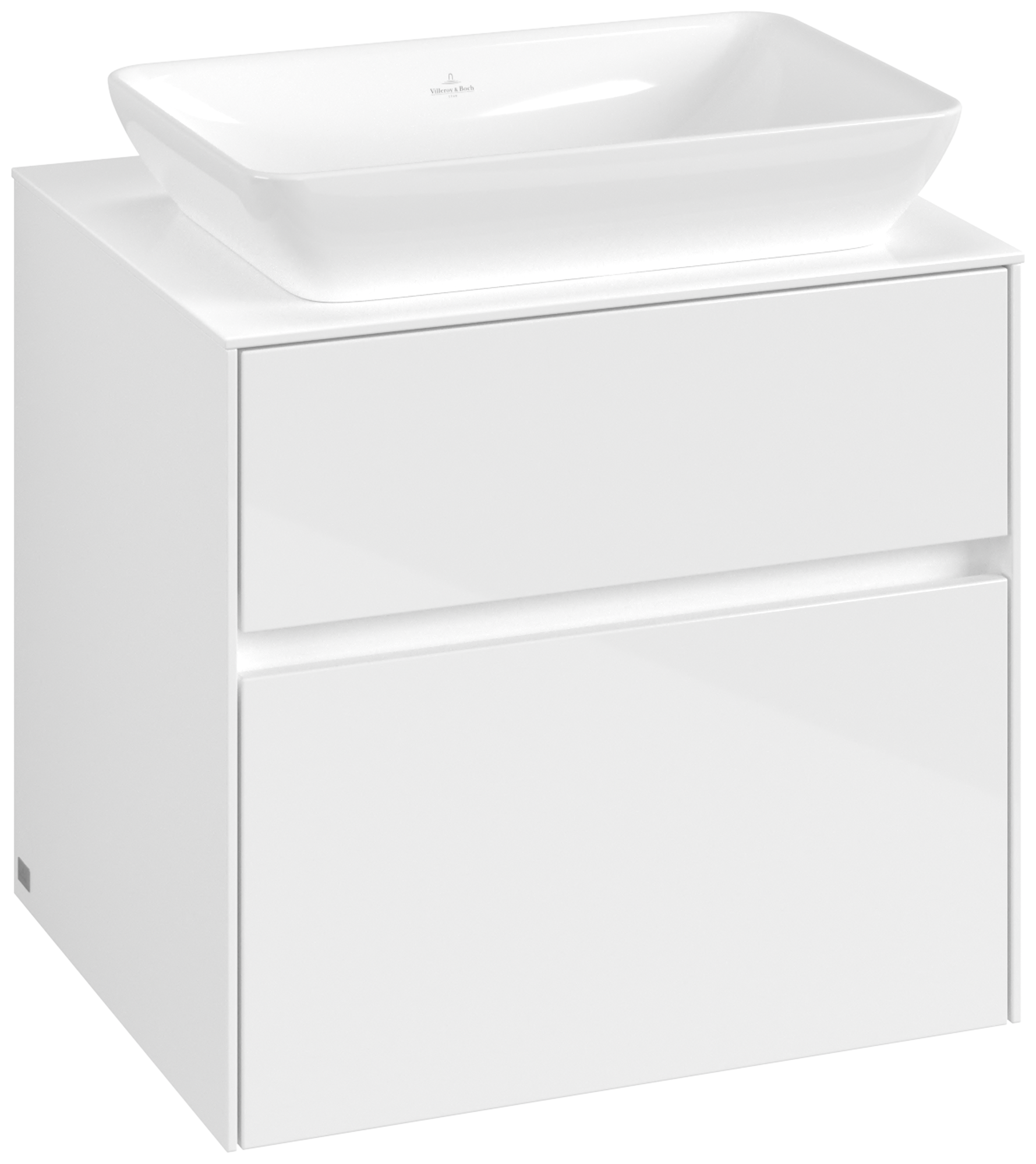 Villeroy & Boch Collaro Waschbeckenunterschrank, 2 Auszüge, 500x548x600mm, Korpus: Glossy White, Front: Glossy White