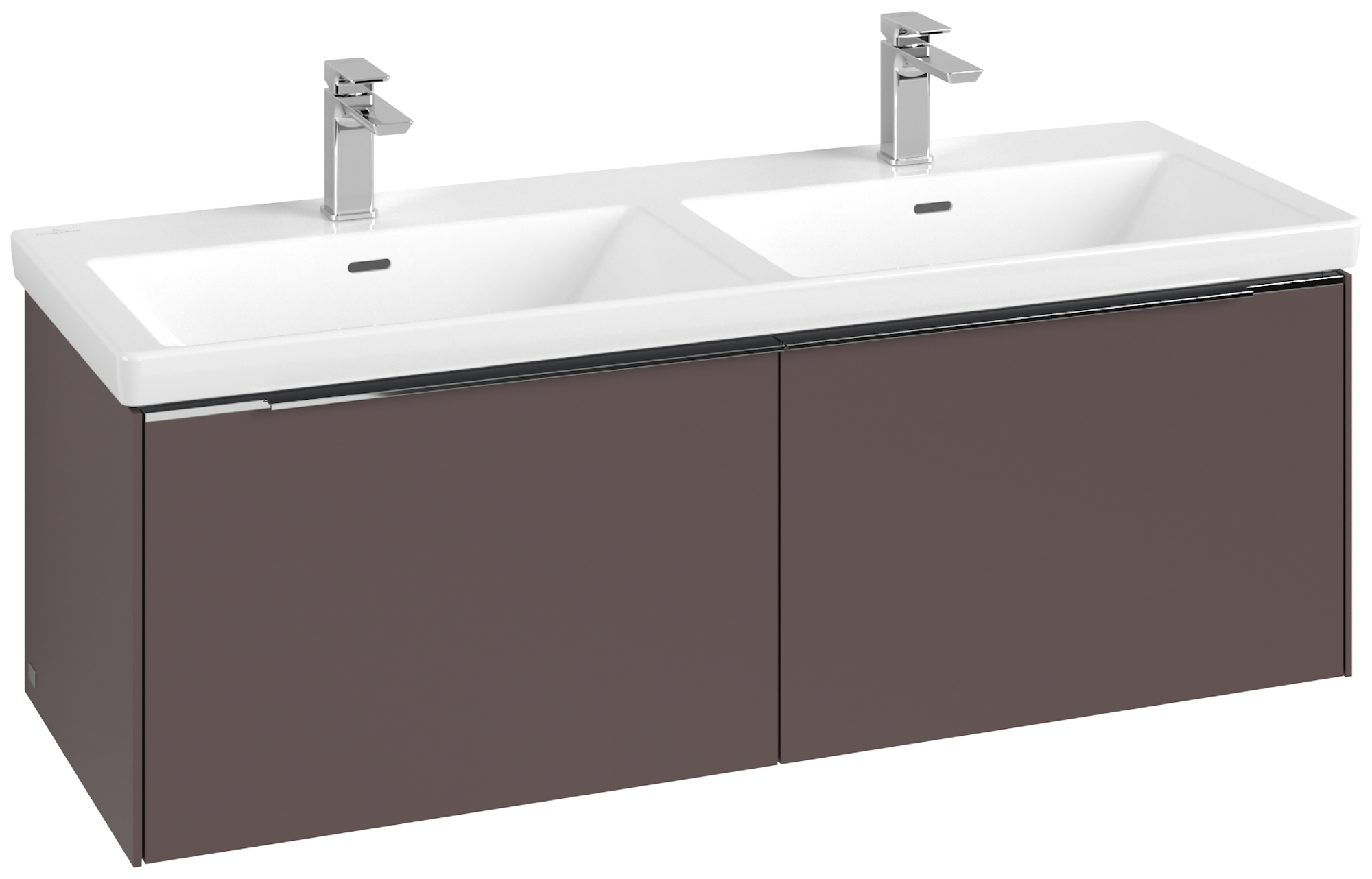 Villeroy & Boch Subway 3.0 Vanity unit, with lighting, 2 pull-out compartments, 1272x429x462mm, Body: <p>Dark Berry</p>, Front: <p>Dark Berry</p>