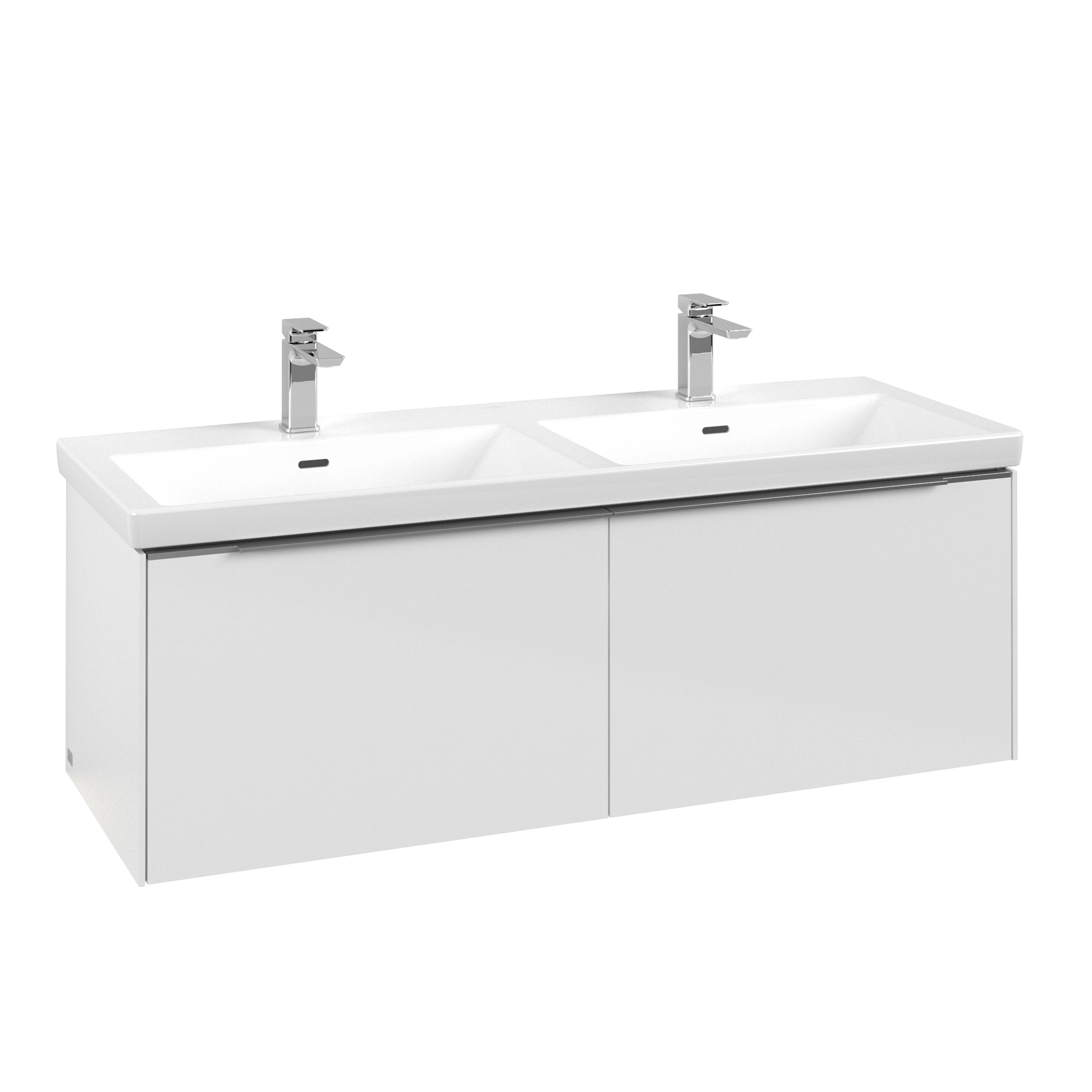 Villeroy & Boch Subway 3.0 Waschbeckenunterschrank, mit Beleuchtung, 2 Auszüge, 1272x429x462mm, Korpus: Brilliant White, Front: Brilliant White