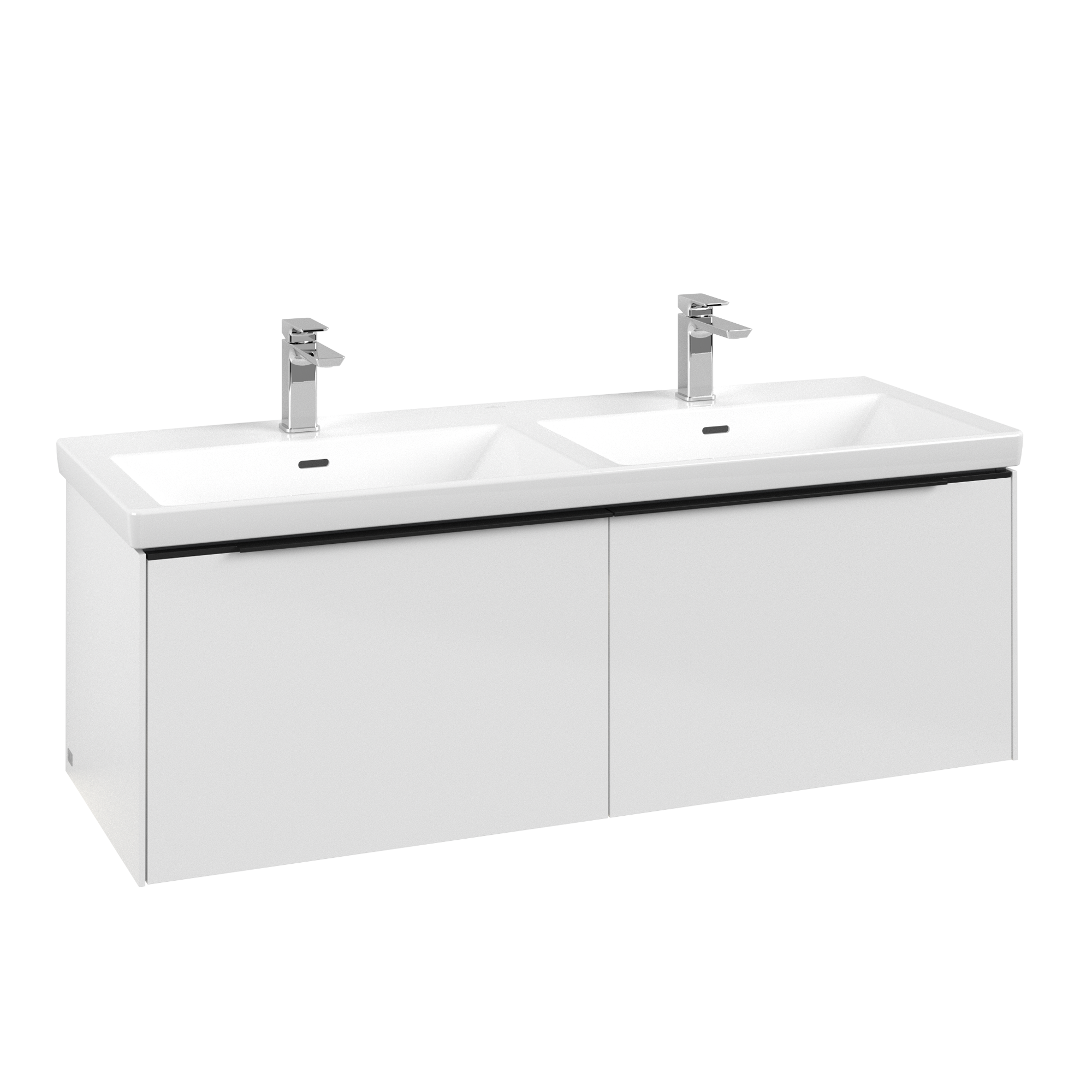 Villeroy & Boch Subway 3.0 Waschbeckenunterschrank, mit Beleuchtung, 2 Auszüge, 1272x429x462mm, Korpus: Brilliant White, Front: Brilliant White