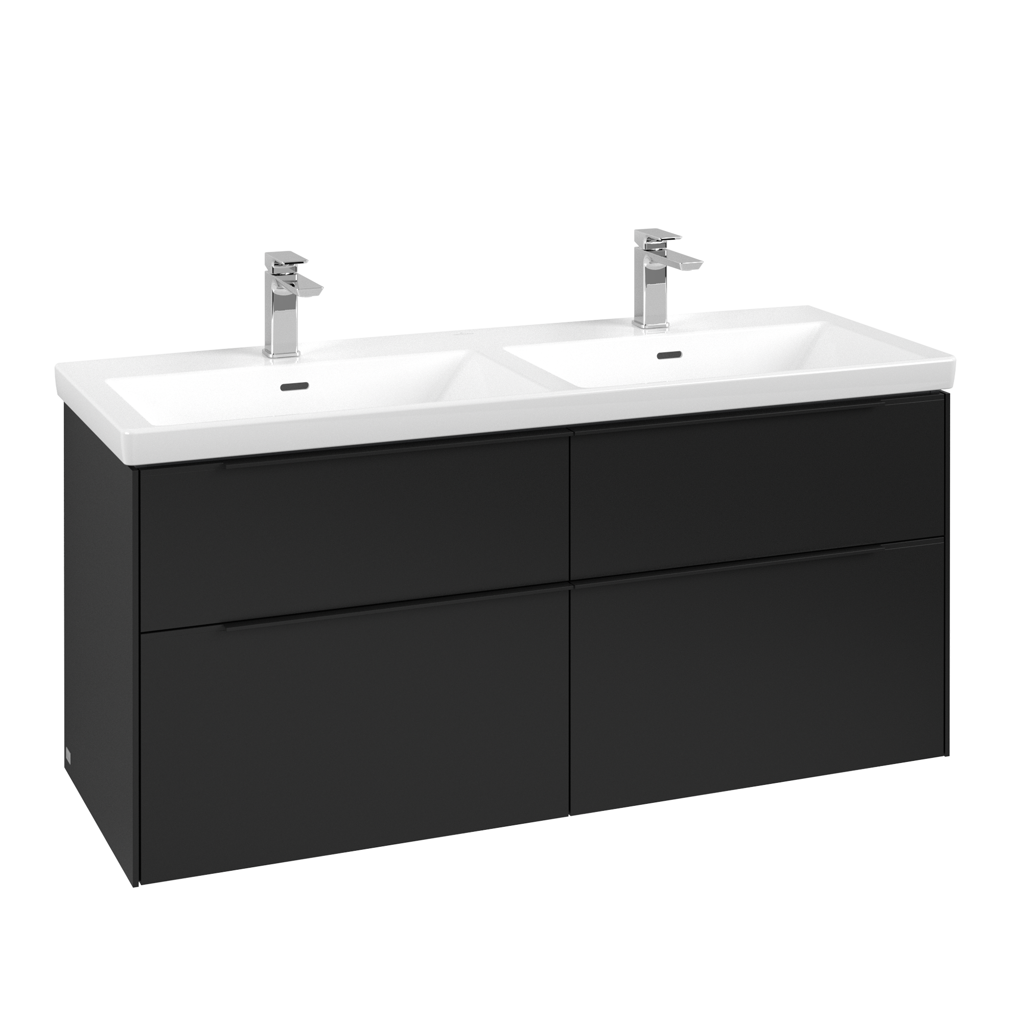 Villeroy & Boch Subway 3.0 Vanity unit, 4 pull-out compartments, 1272x576x462mm, Body: Volcano Black, Front: Volcano Black
