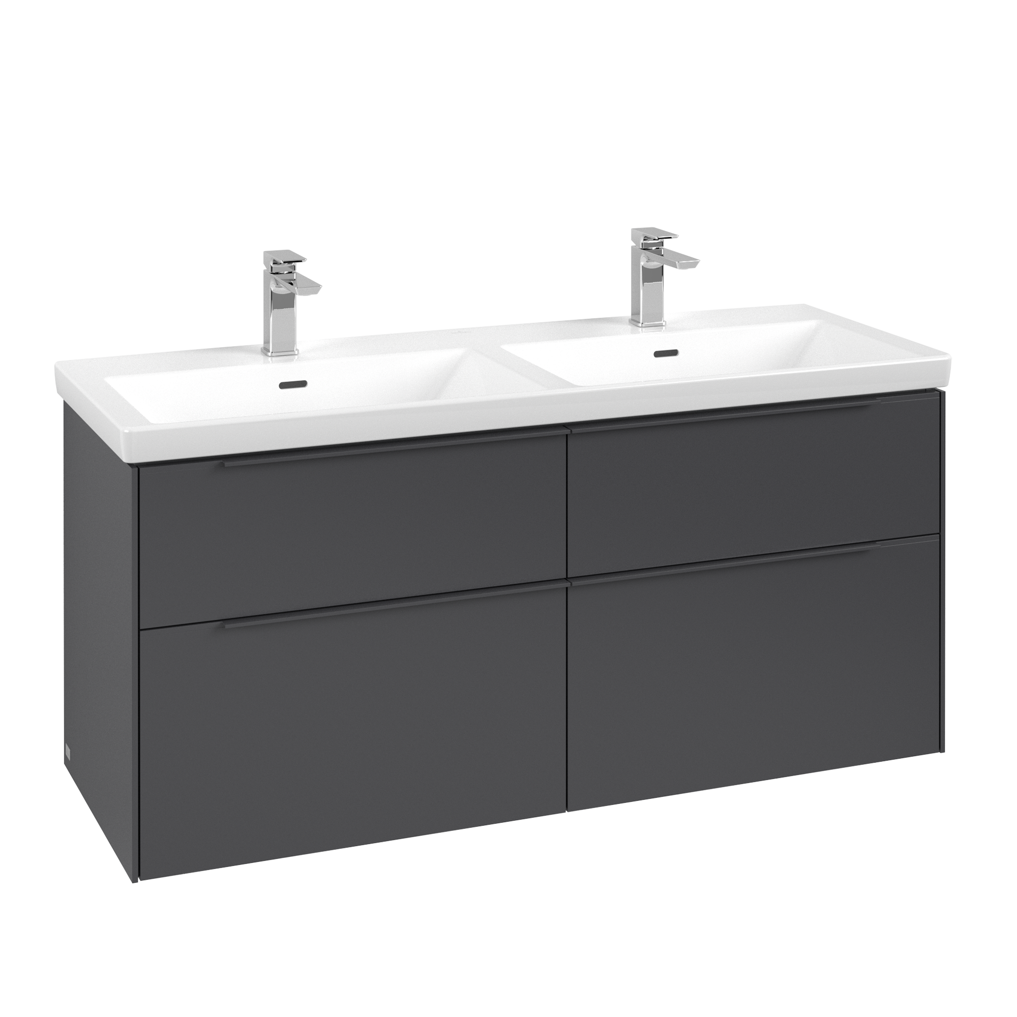 Villeroy & Boch Subway 3.0 Waschbeckenunterschrank, 4 Auszüge, 1272x576x462mm, Korpus: Graphite, Front: Graphite