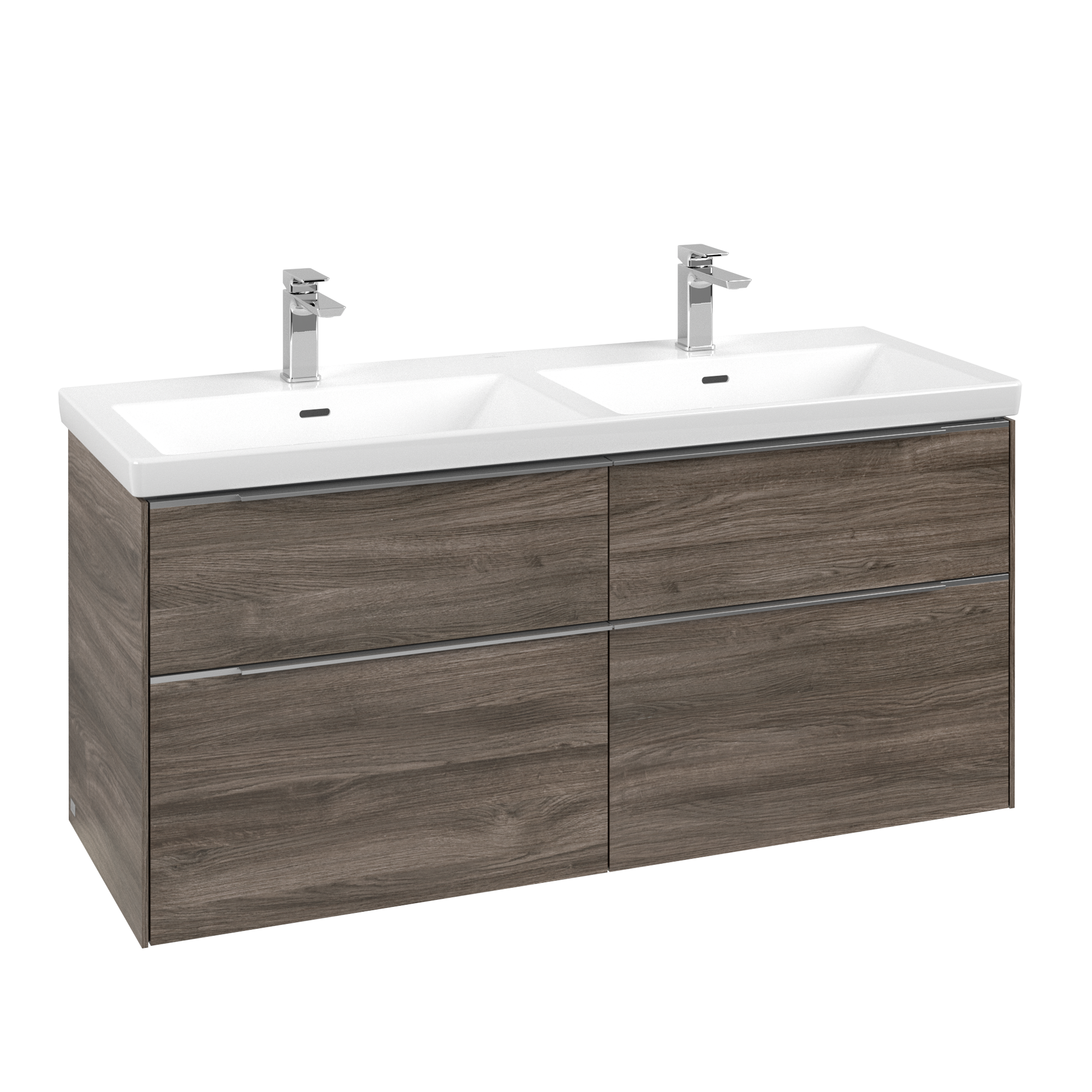 Villeroy & Boch Subway 3.0 Vanity unit, with lighting, 4 pull-out compartments, 1272x576x462mm, Body: Stone Oak, Front: Stone Oak