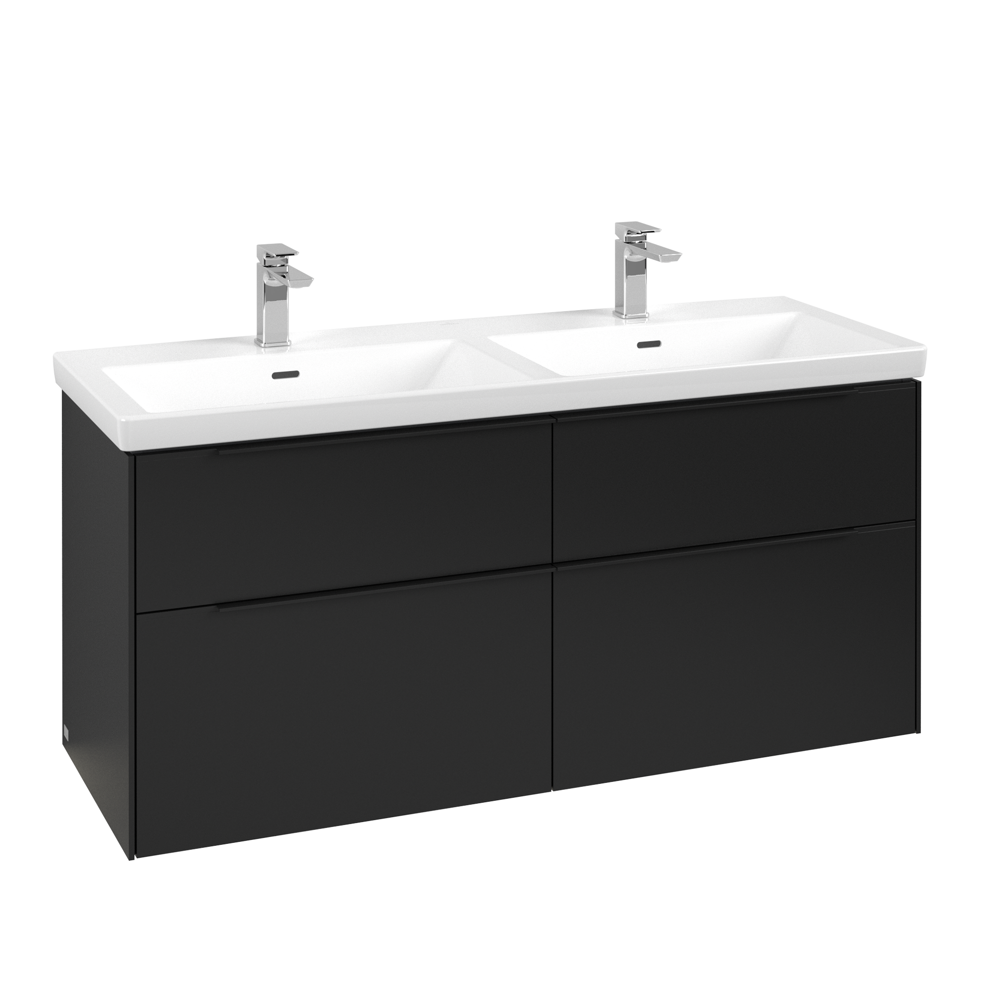 Villeroy & Boch Subway 3.0 Waschbeckenunterschrank, mit Beleuchtung, 4 Auszüge, 1272x576x462mm, Korpus: Volcano Black, Front: Volcano Black