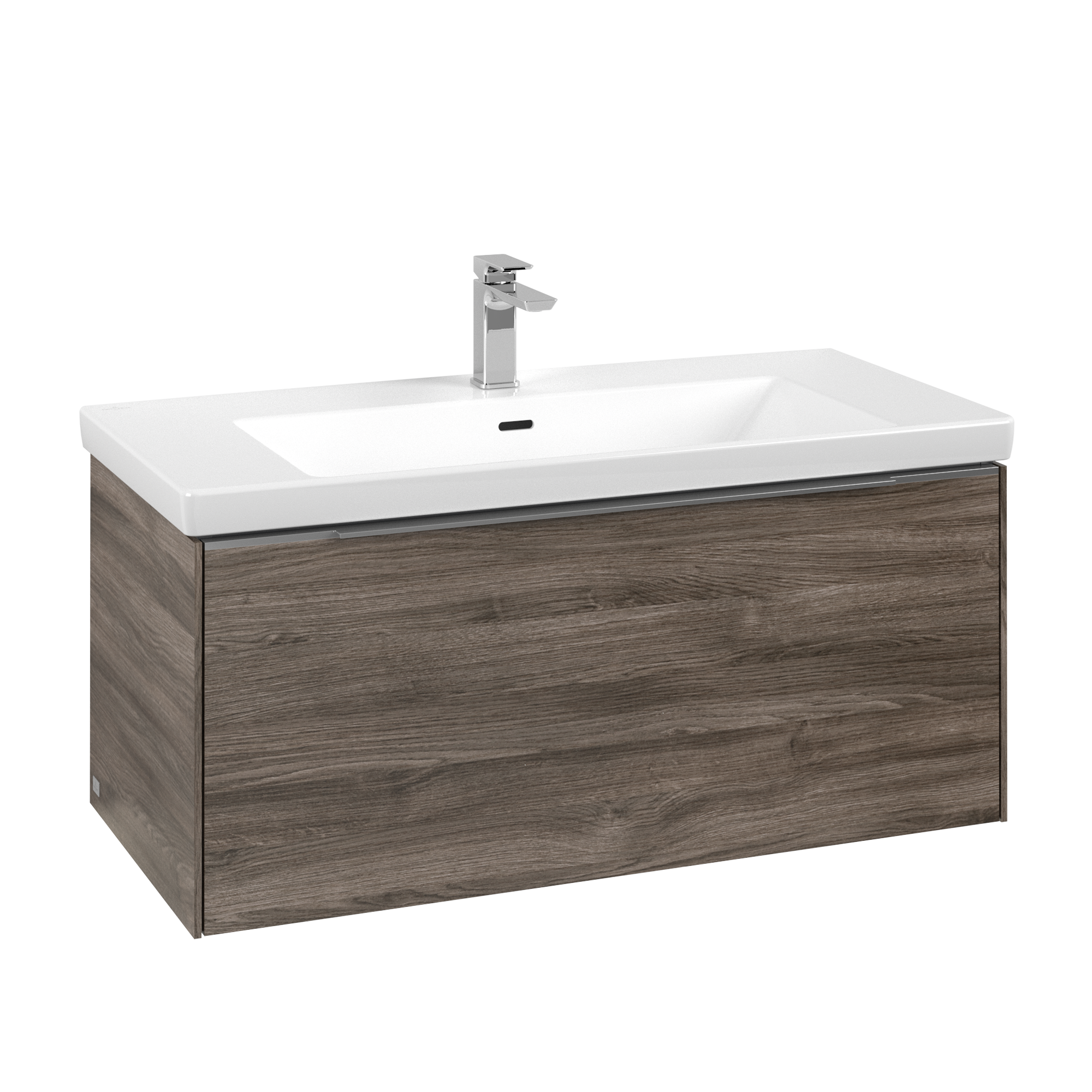 Villeroy & Boch Subway 3.0 Vanity unit, with lighting, 1 pull-out compartment, 973x429x462mm, Body: Stone Oak, Front: Stone Oak