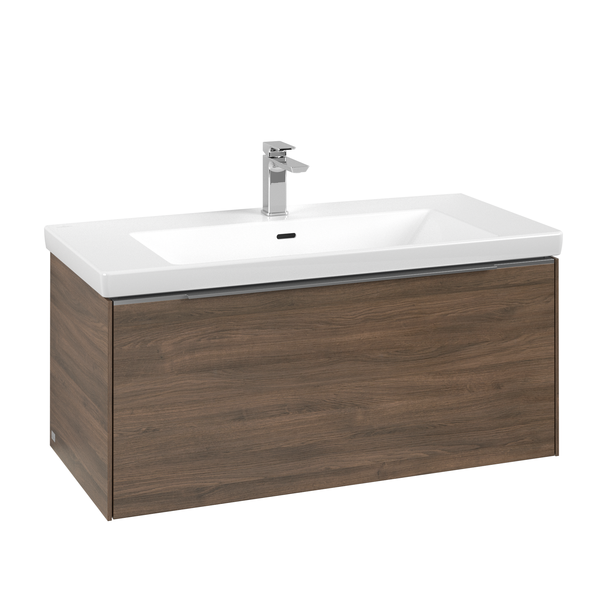 Villeroy & Boch Subway 3.0 Waschbeckenunterschrank, mit Beleuchtung, 1 Auszug, 973x429x462mm, Korpus: Arizona Oak, Front: Arizona Oak
