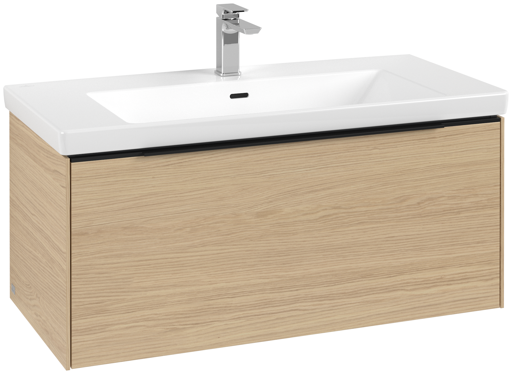 Villeroy & Boch Subway 3.0 Waschbeckenunterschrank, mit Beleuchtung, 1 Auszug, 973x429x462mm, Korpus: Nordic Oak, Front: Nordic Oak
