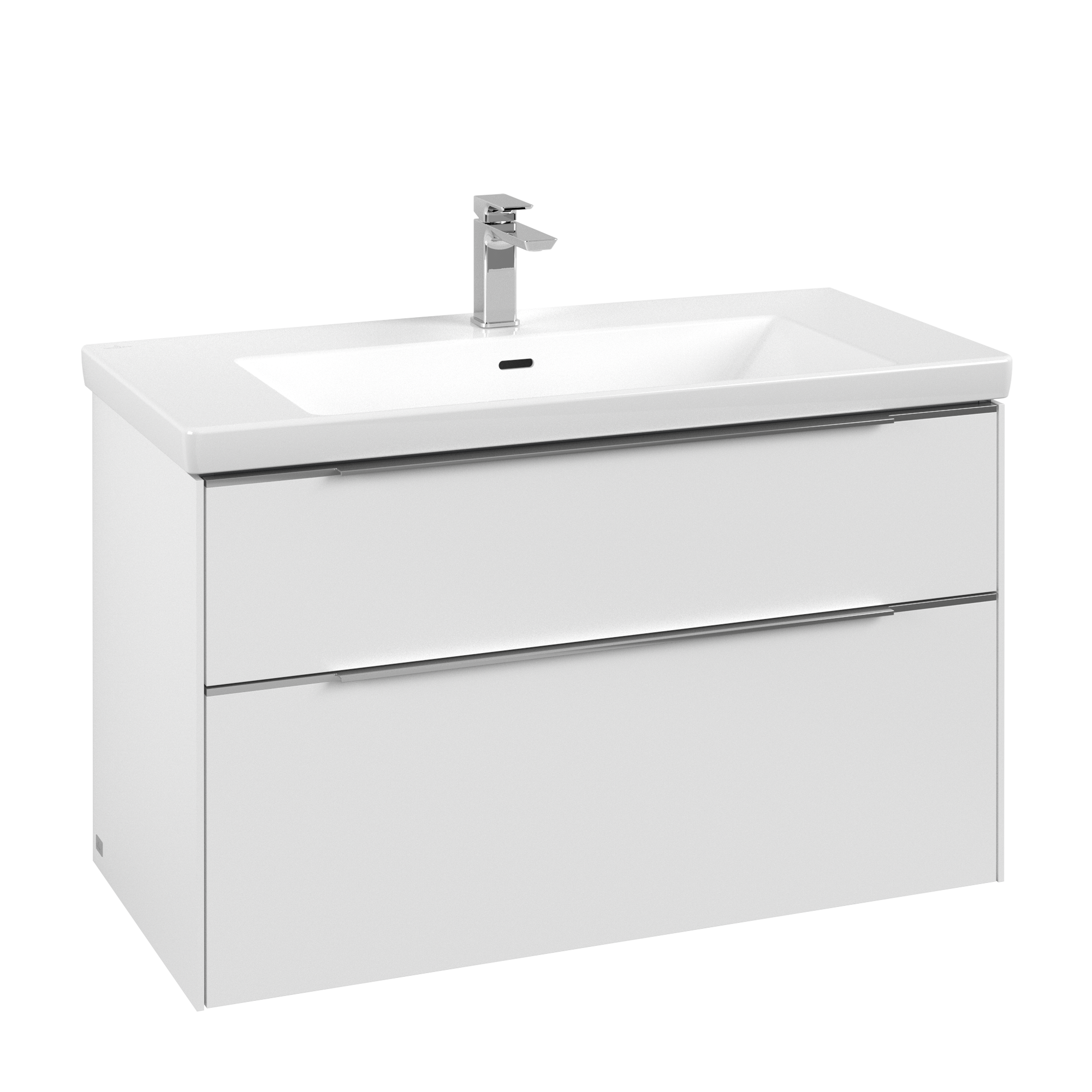 Villeroy & Boch Subway 3.0 Waschbeckenunterschrank, 2 Auszüge, 973x576x462mm, Korpus: Pure White, Front: Pure White