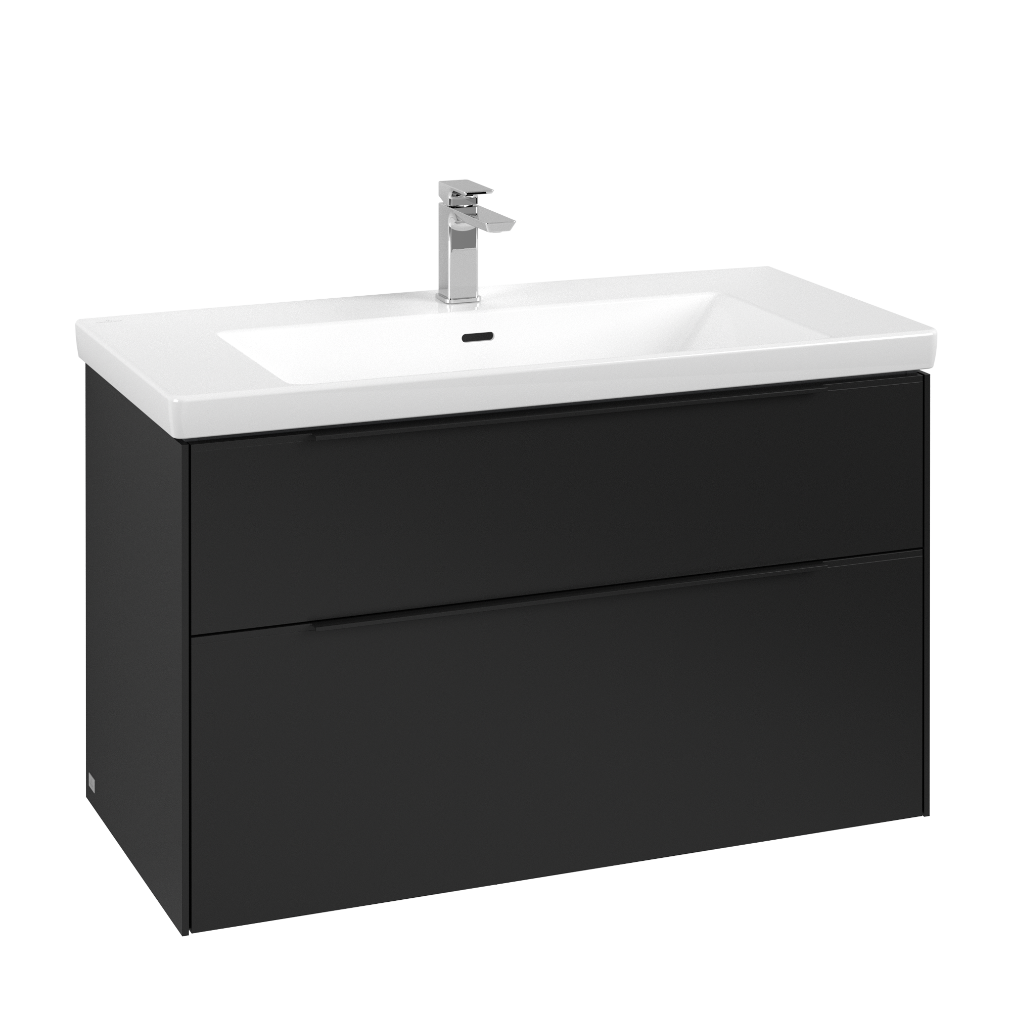 Villeroy & Boch Subway 3.0 Waschbeckenunterschrank, 2 Auszüge, 973x576x462mm, Korpus: Volcano Black, Front: Volcano Black