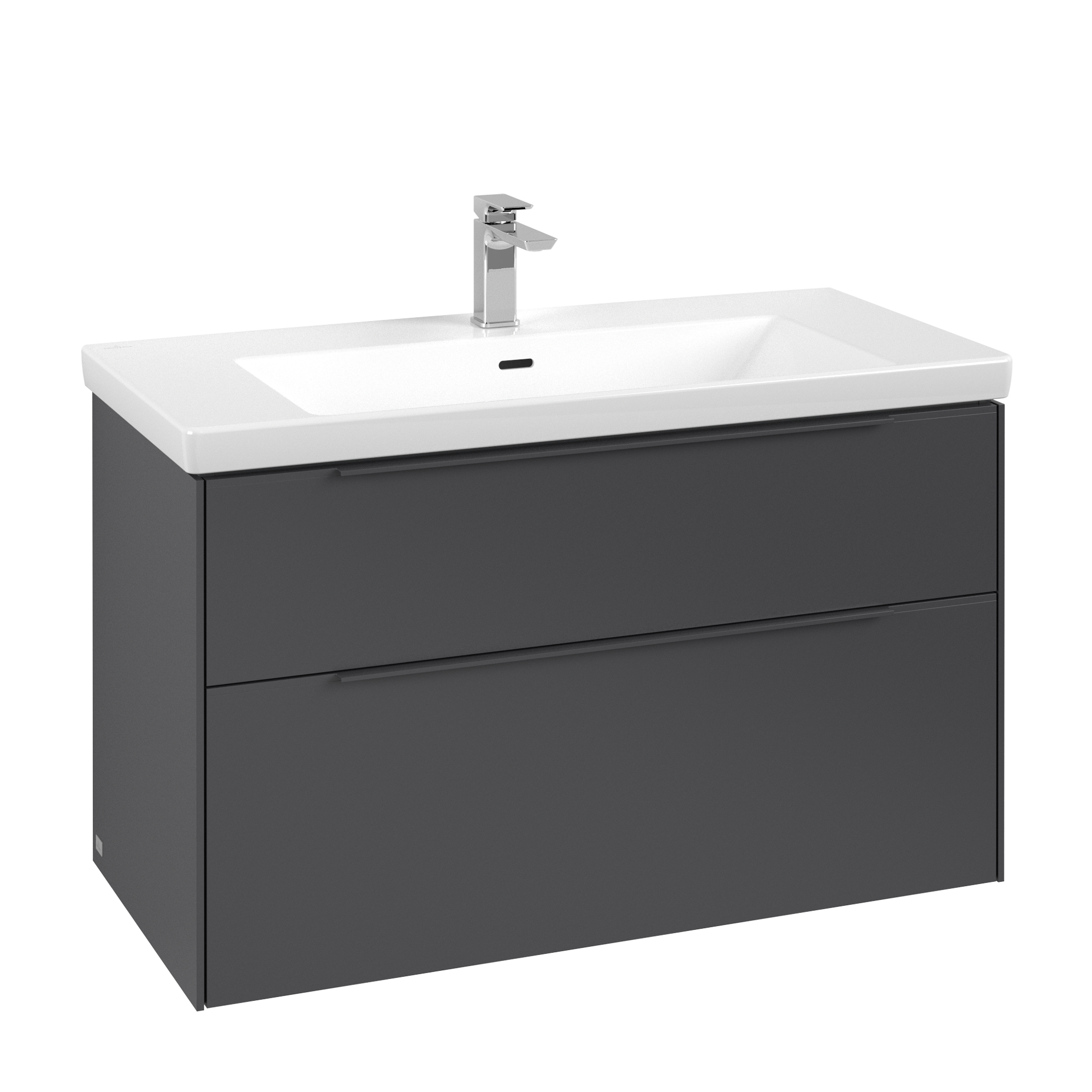 Villeroy & Boch Subway 3.0 Meuble sous plan, 2 tiroirs sur rails, 973x576x462mm, Caisson: Graphite, Façade: Graphite