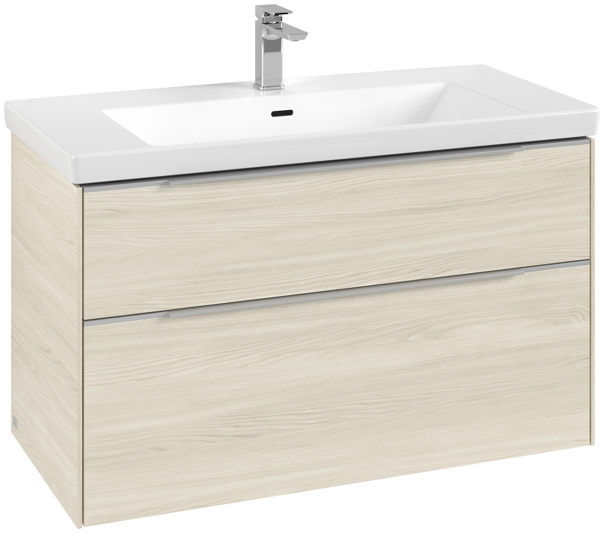 Villeroy & Boch Subway 3.0 Skab, med belysning, 2 udtræk, 973x576x462mm, Korpus: White Oak, Front: White Oak