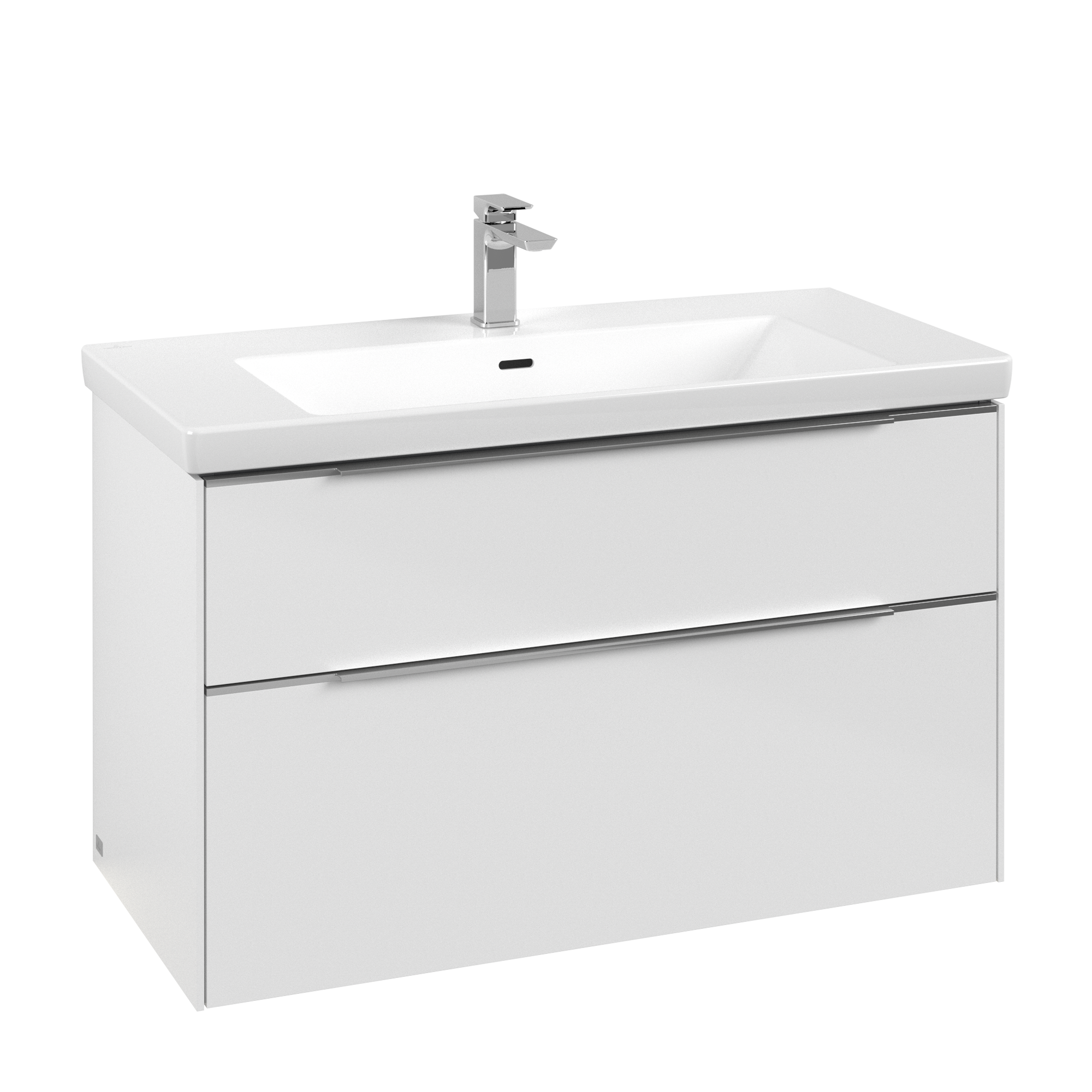 Villeroy & Boch Subway 3.0 Vanity unit, with lighting, 2 pull-out compartments, 973x576x462mm, Body: Brilliant White, Front: Brilliant White