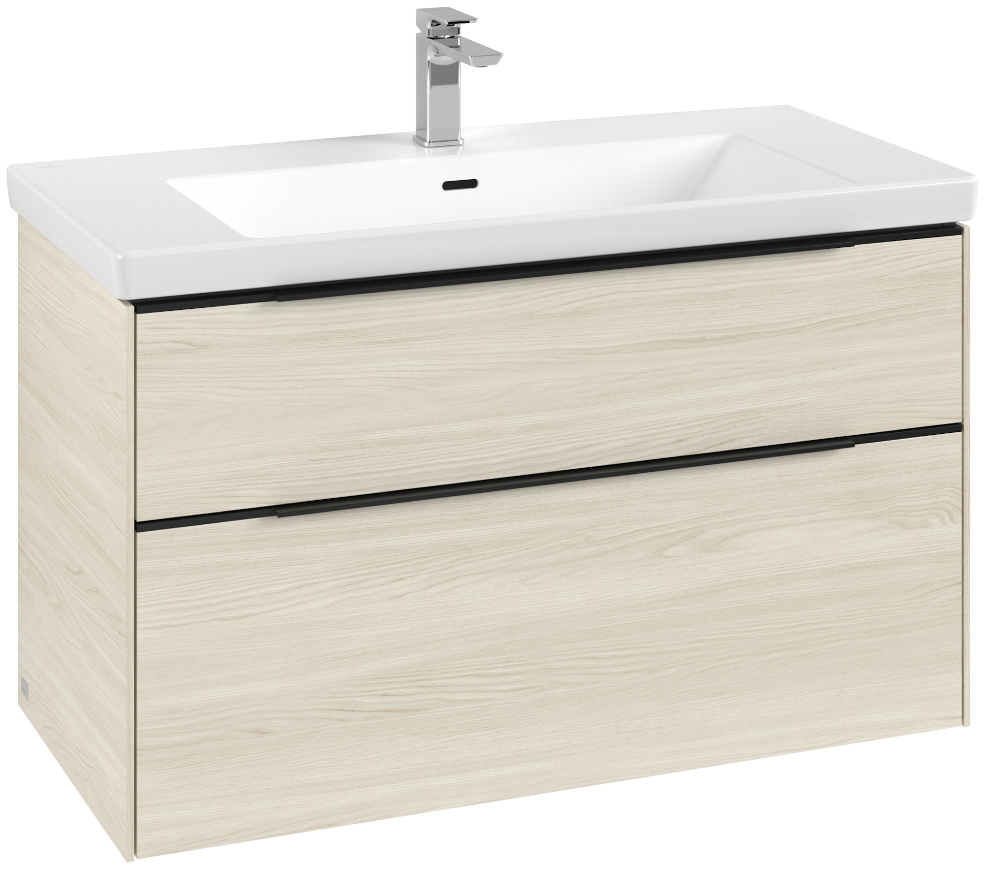 Villeroy & Boch Subway 3.0 Meuble sous plan, avec éclairage, 2 tiroirs sur rails, 973x576x462mm, Caisson: White Oak, Façade: White Oak